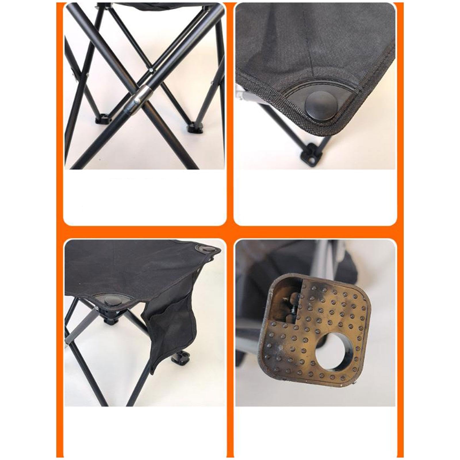 Menolana Folding Camping Stool Footstool Sturdy Lightweight Portable Small Foldable Chair for Barbecue Camping Fishing Outdoor Garden, Black, 28cmx28cmx23cm