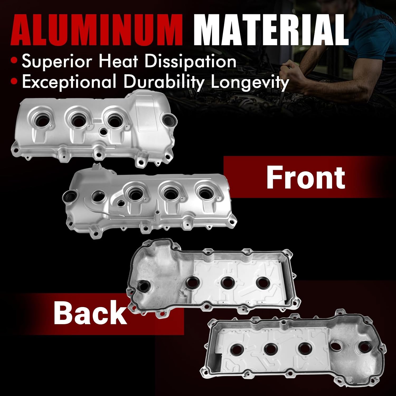 MITZONE Engine Valve Cover Set Left and Right Compatible with 2007-2012 Ford Edge Flex Fusion Taurus Lincoln MKS MKT MKX MKZ 3.5L 3.7L OE 7T4Z6582F 7T42-6582-E