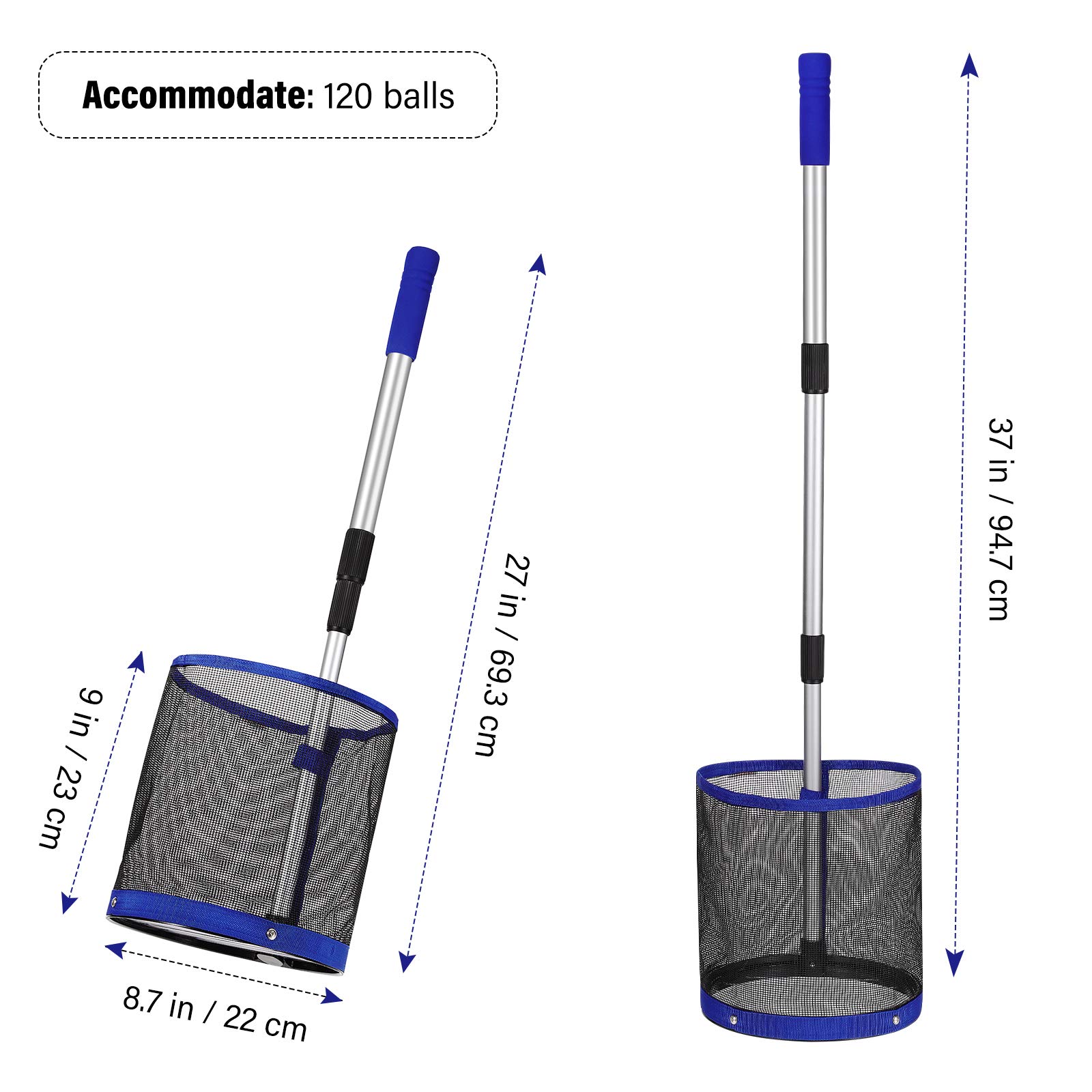 BESPORTBLE Pingpong Retriever, Ballsammler, Netztasche, Tischtennisball, Picker, Behälter, Trainingswerkzeug für (blau)
