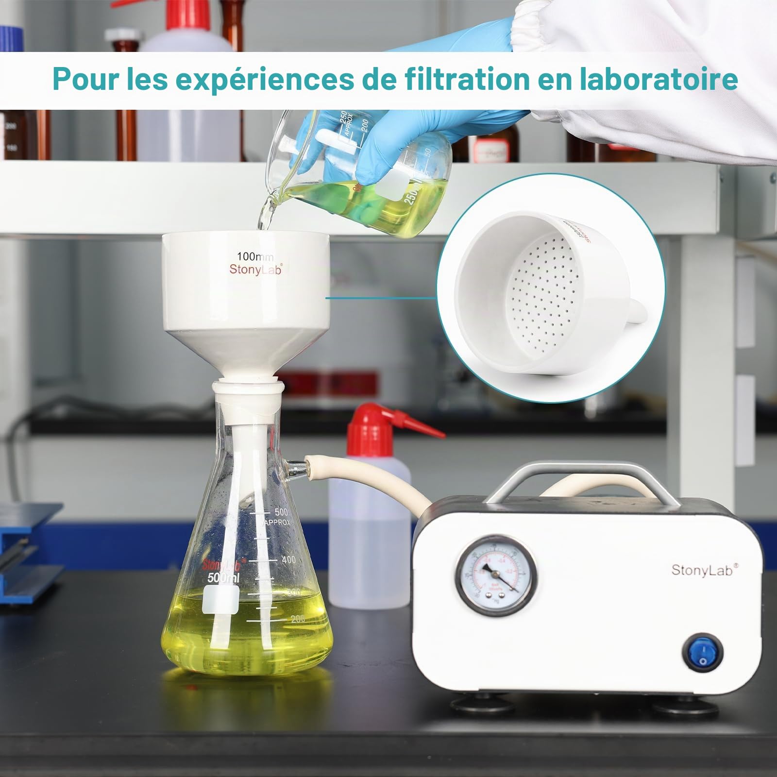 stonylab Entonnoir Buchner en Porcelaine 150mm, Filtre Entonnoirs en Porcelaine Buchner OD 15cm pour Laboratoire (150mm)