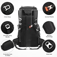 Rucsac de drumeție impermeabil HOMIEE 50L cu husă de ploaie, rucsac ușor pentru activități outdoor, camping, călătorii și ciclism, pentru bărbați și femei 7