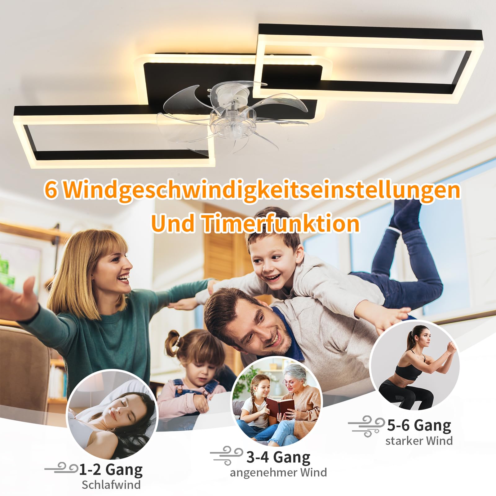 LED Deckenventilator Mit Beleuchtung,100cm Dimmbar Lampe Mit Ventilator,51W 4000lm Deckenventilator Mit Licht,deckenlampe Mit Ventilator Und Fernbedienung App Leise 6-Speed Für Schlafzimmer Wohnzimmer