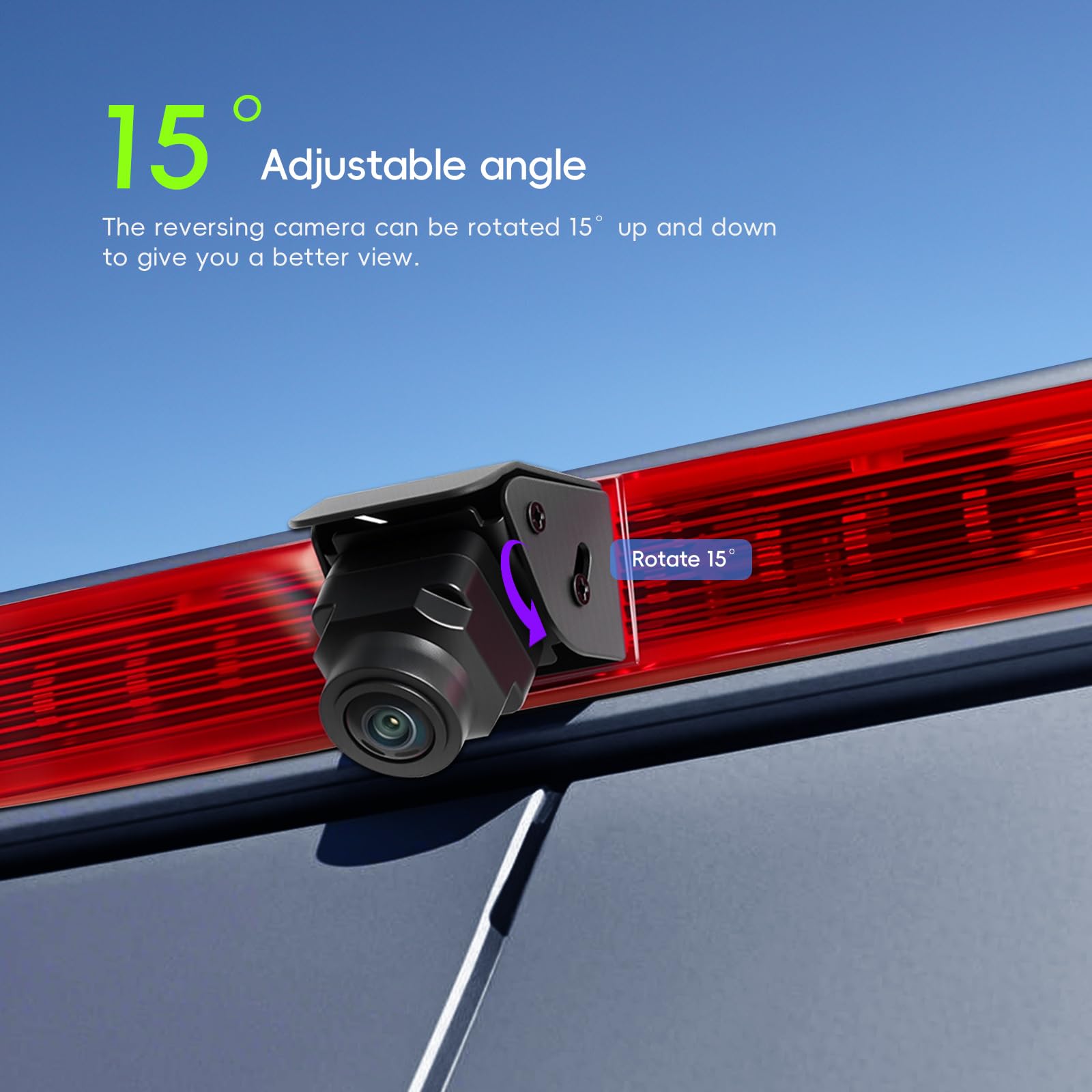 Caméra de Recul de Feu de Freinage pour Peugeot Partner 2008-2020/Citroen Berlingo 2008-2020 avec Vision Nocturne P67 Étanche Angle de Vision de 140° Connexion par Câble Stable Double Caméra 720P