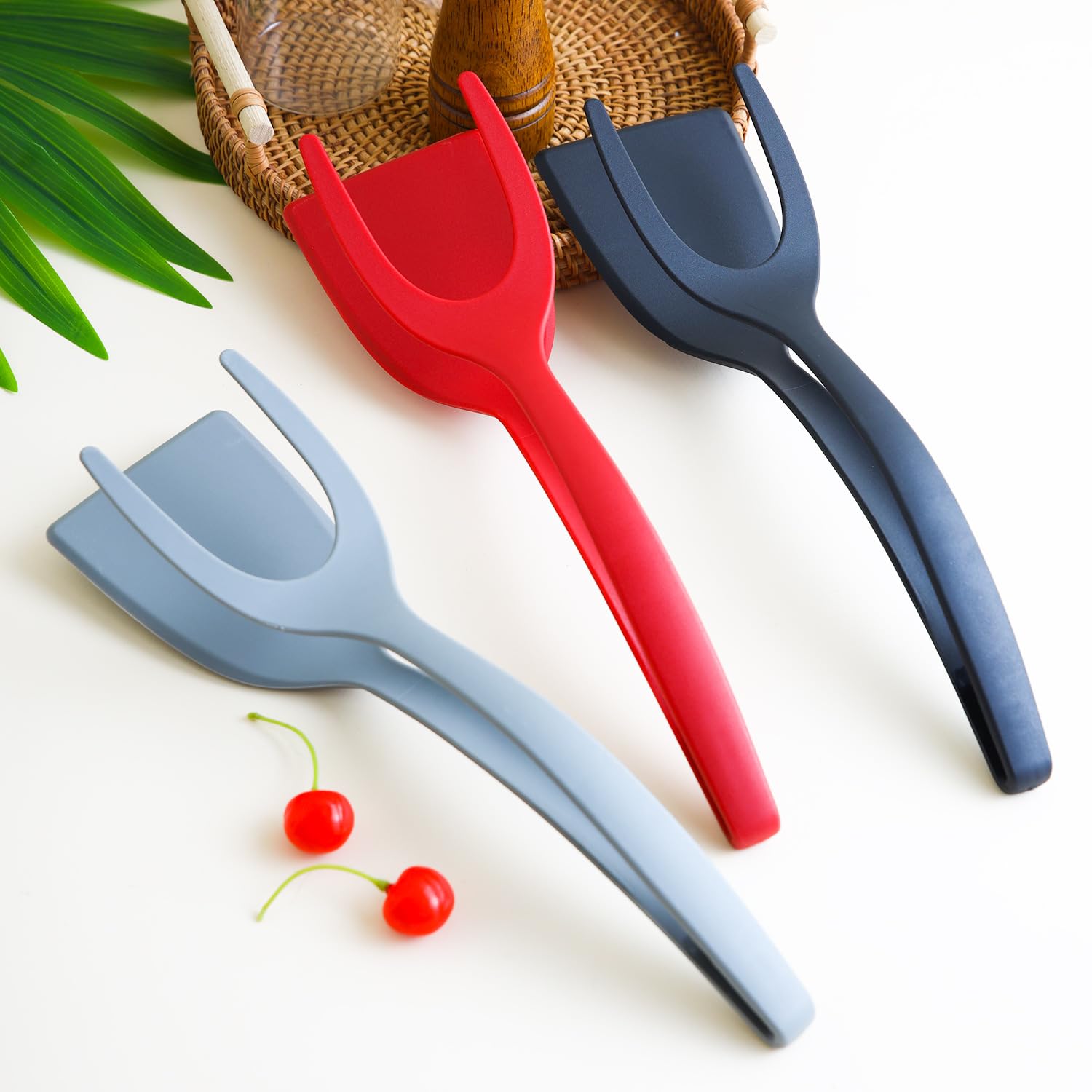3 sztuki 2 w 1 Grip and Flip Spatula Tong, uniwersalna kuchenna łopatka silikonowa do przewracania jajek, naleśniki, ryba, tosty francuskie, omlet do gotowania w domu