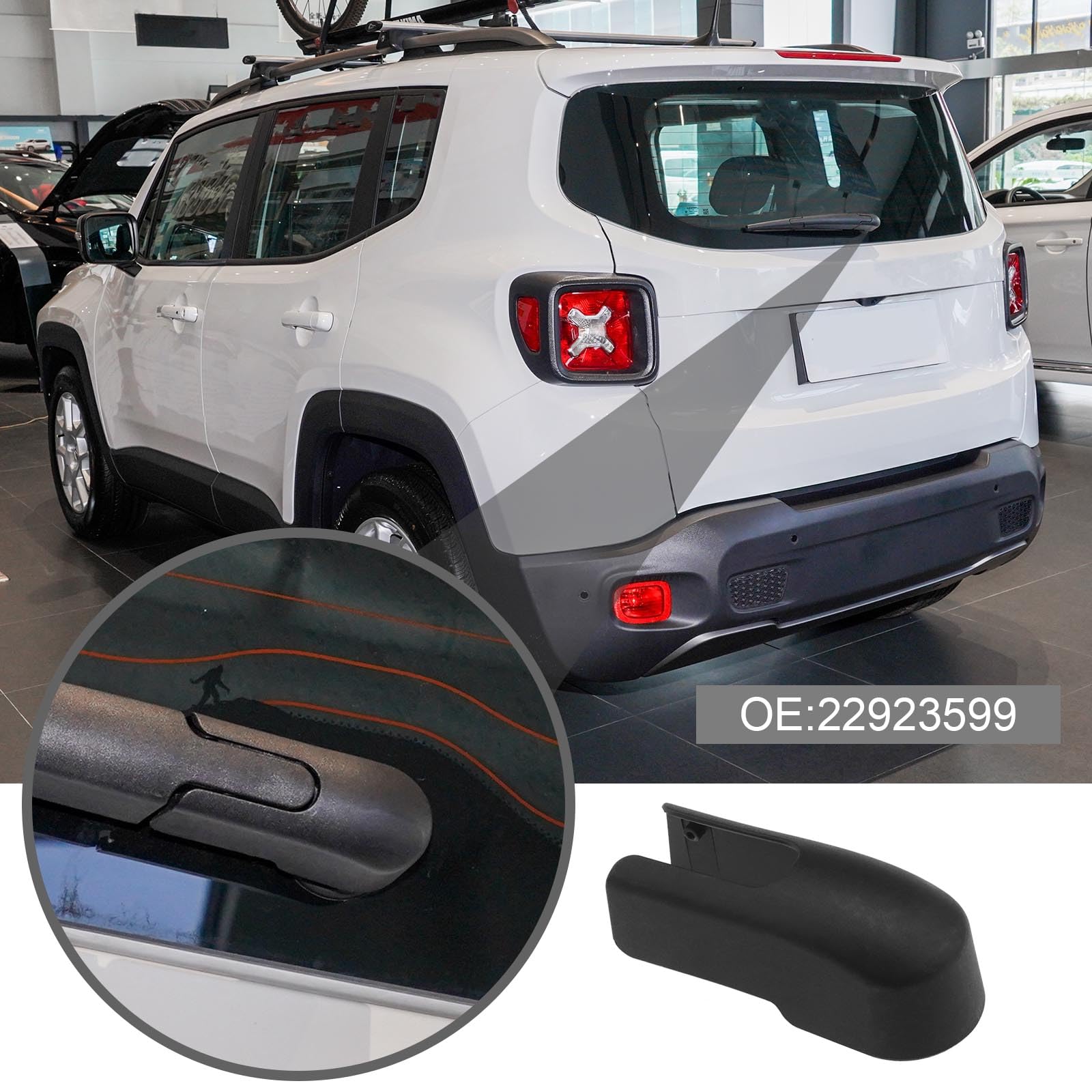 2 szt. Osłona nakrętki ramienia wycieraczki tylnej szyby kompatybilna z Jeep Renegade 2015-2022 OE 22923599 Osłona wahacza tylnej wycieraczki samochodu