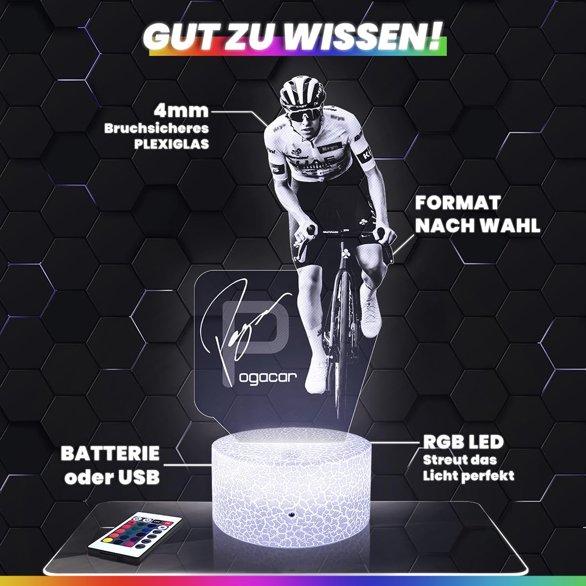 Lampephoto.fr - Mathieu Van der Poel Radsport 3D Lampe, Touch Nachtlicht, Deko Fahrrad Radfahrer, Geschenkidee Mann objekt Mathieu Van der Poel Radsport Nachtlicht Erwachsene deko Zimmer, 3D Led TOP
