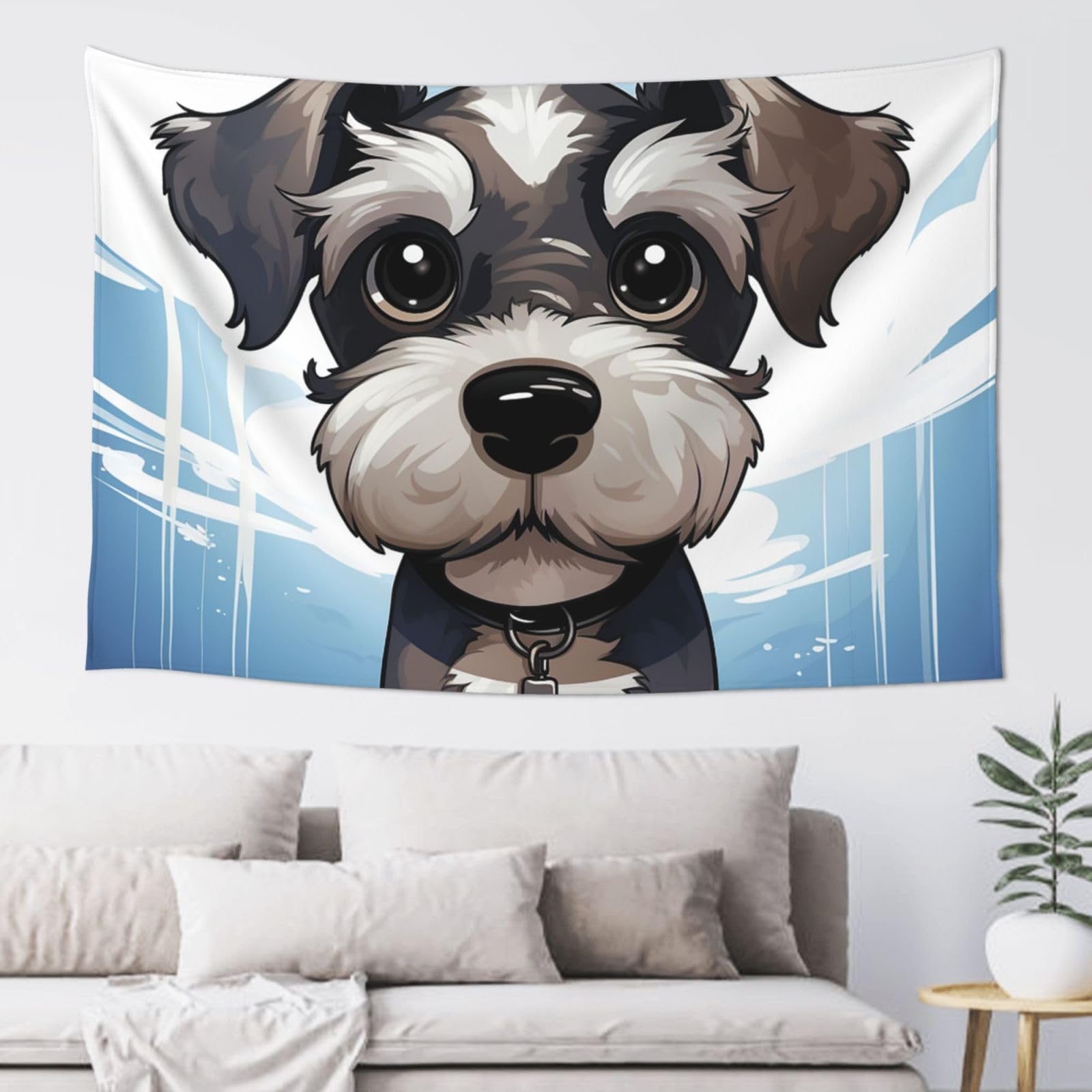 Fodpand Black Adorable Schnauzer Tapestry Dorm Decor, Party Backdrop Aesthetic Tapestries Wall Hanging Banner For Bedroom, Modern Wall Art Poster Blanket, Home Decor Wall Tapestry 60"X40"