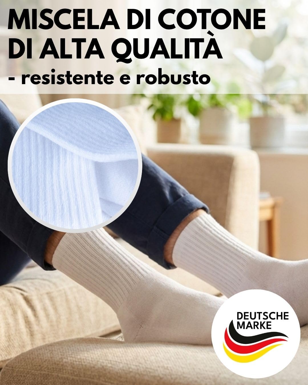 sockenkauf24 Calze Sportive Uomo Calzini Tennis 6 Paia Spugna Rinforzati Crew Socks