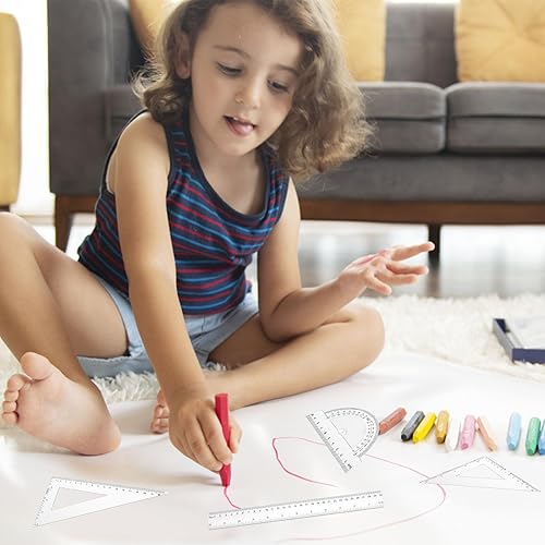 Miniatura 6 de Thinp El juego de reglas de 4 piezas incluye regla recta de 12 pulgadas, regla triangular y transportadora, herramienta de geometría matemática,