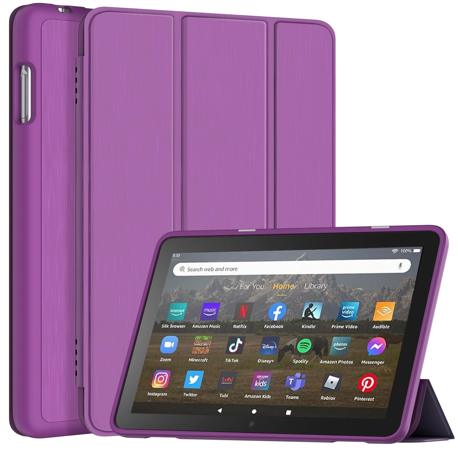 DJ&RPPQ Trifold PU Leather Smart Dual Angle Stand Protective Case with Auto Wake/Sleep,Dark Purple