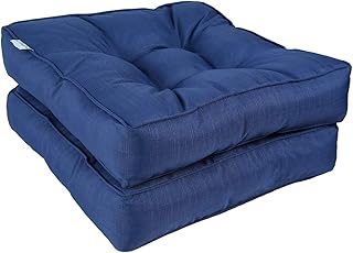 Seat Cushion Set of 2, Ohuhu Large 19"x19"x5" Outdoor Patio Chair Cushions with Straps, Water-Resistant Tufted Square Furn...