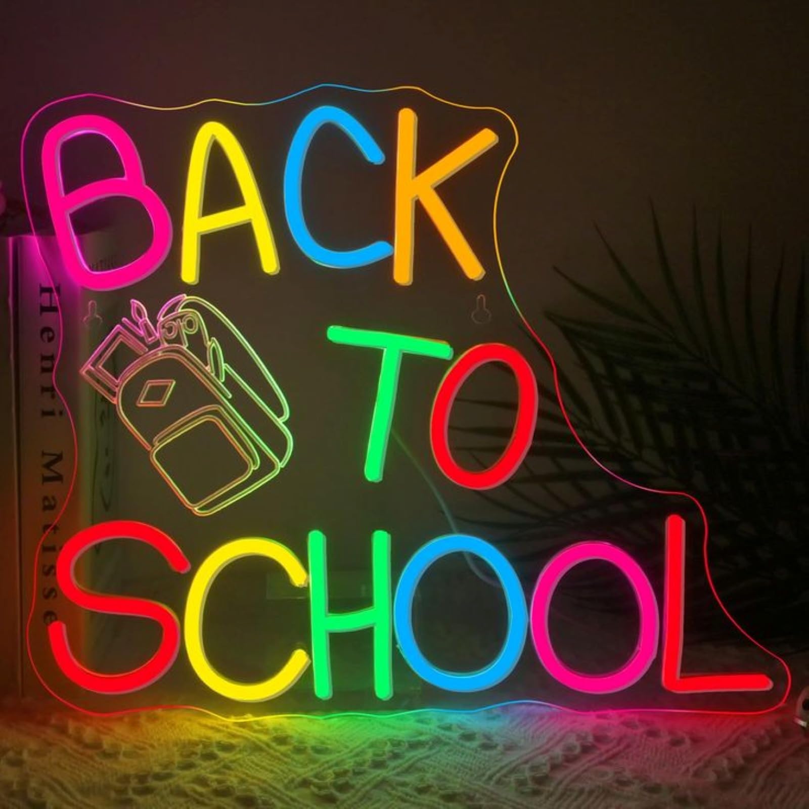 Back to School LED Neon Signs Welcome Class Art Lamps Dimmable Acrylic Lights for Bedroom Classroom School Library Book Store Wall Decor