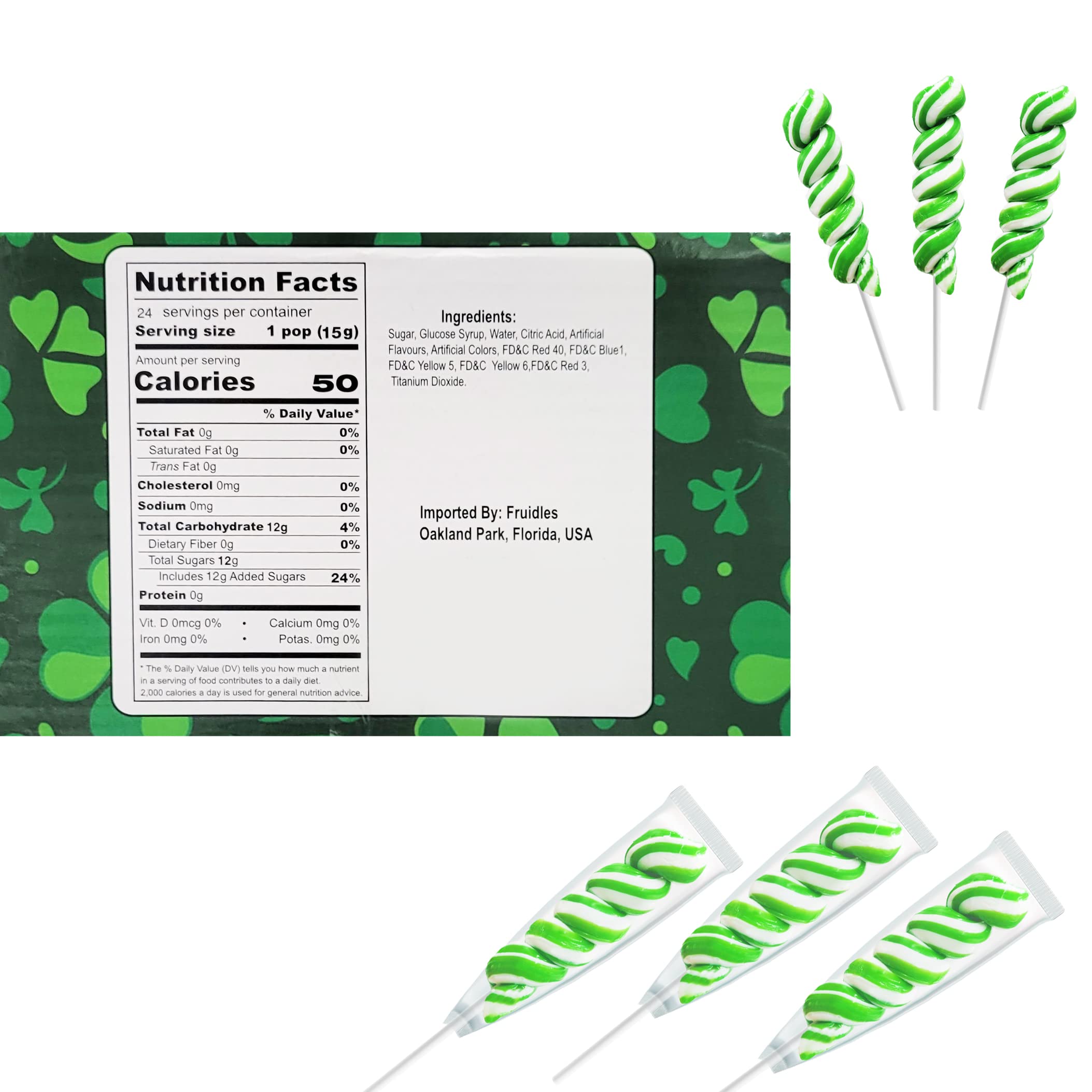 t. Patrick's Day Twist Lollipops, Party Favor Box, Individually Wrapped (12-Pack)