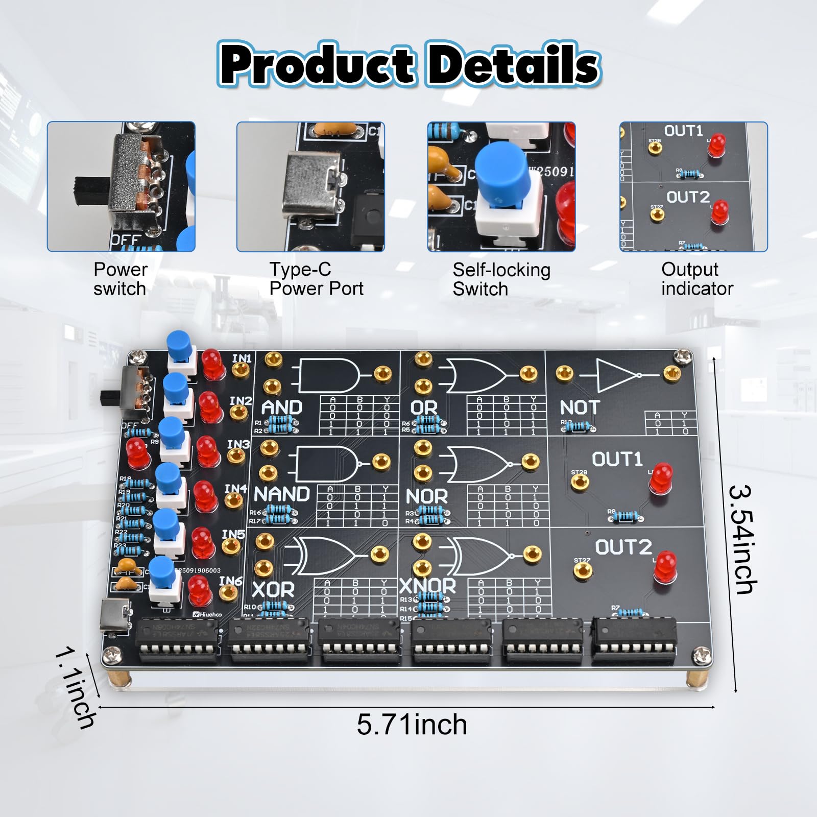 Kit de soudure de circuit de porte logique DIY - Kit d'apprentissage de base avec simulation LED interactive - Kit de pratique de soudure électronique pour étudiants du collège et du lycée