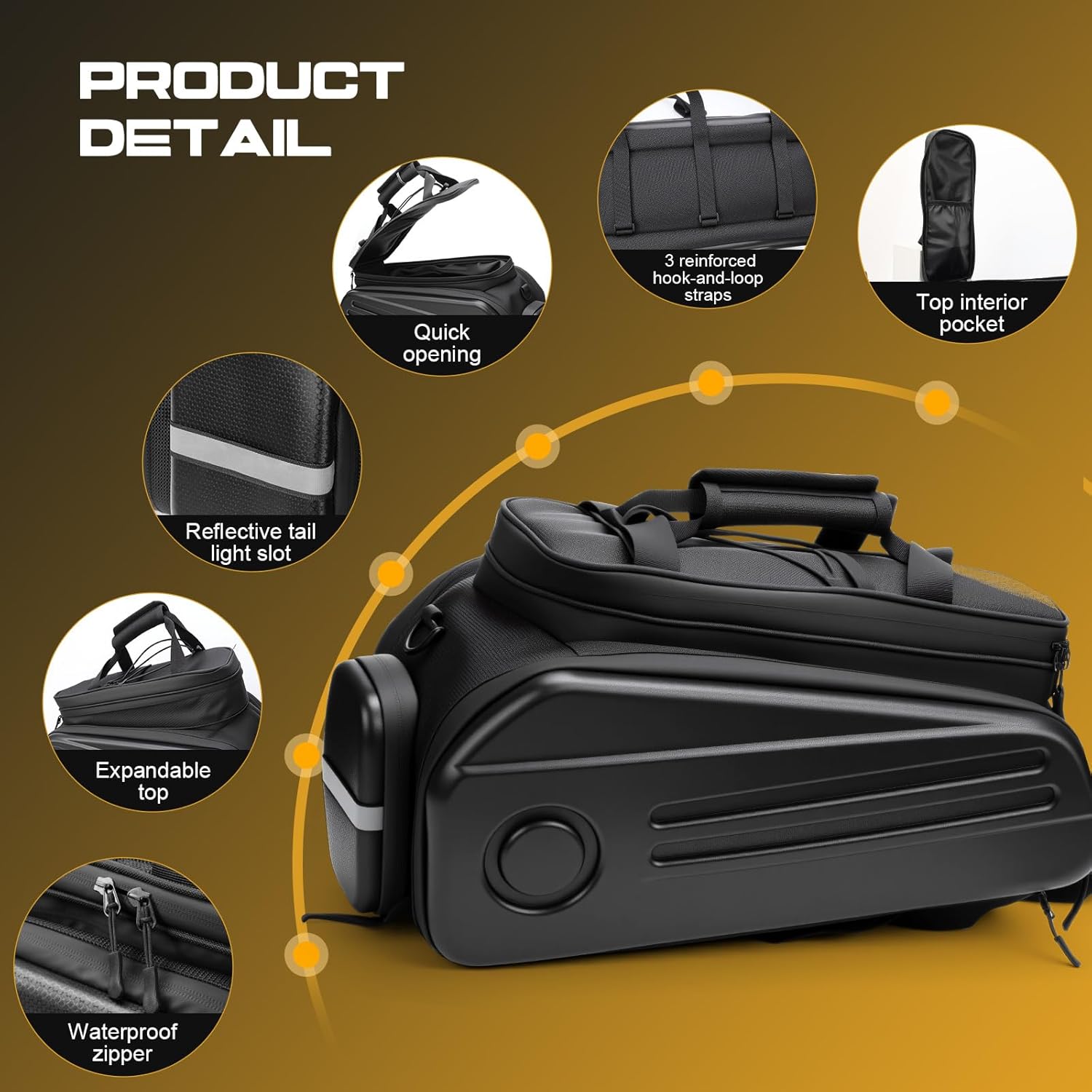 Bike Rack Bags, Hard Shell E Bike 30L Rear Rack Bag, Large Ebike Pannier with Waterproof Cover and Shoulder Strap for Commuter Travel Outdoor - Image 5