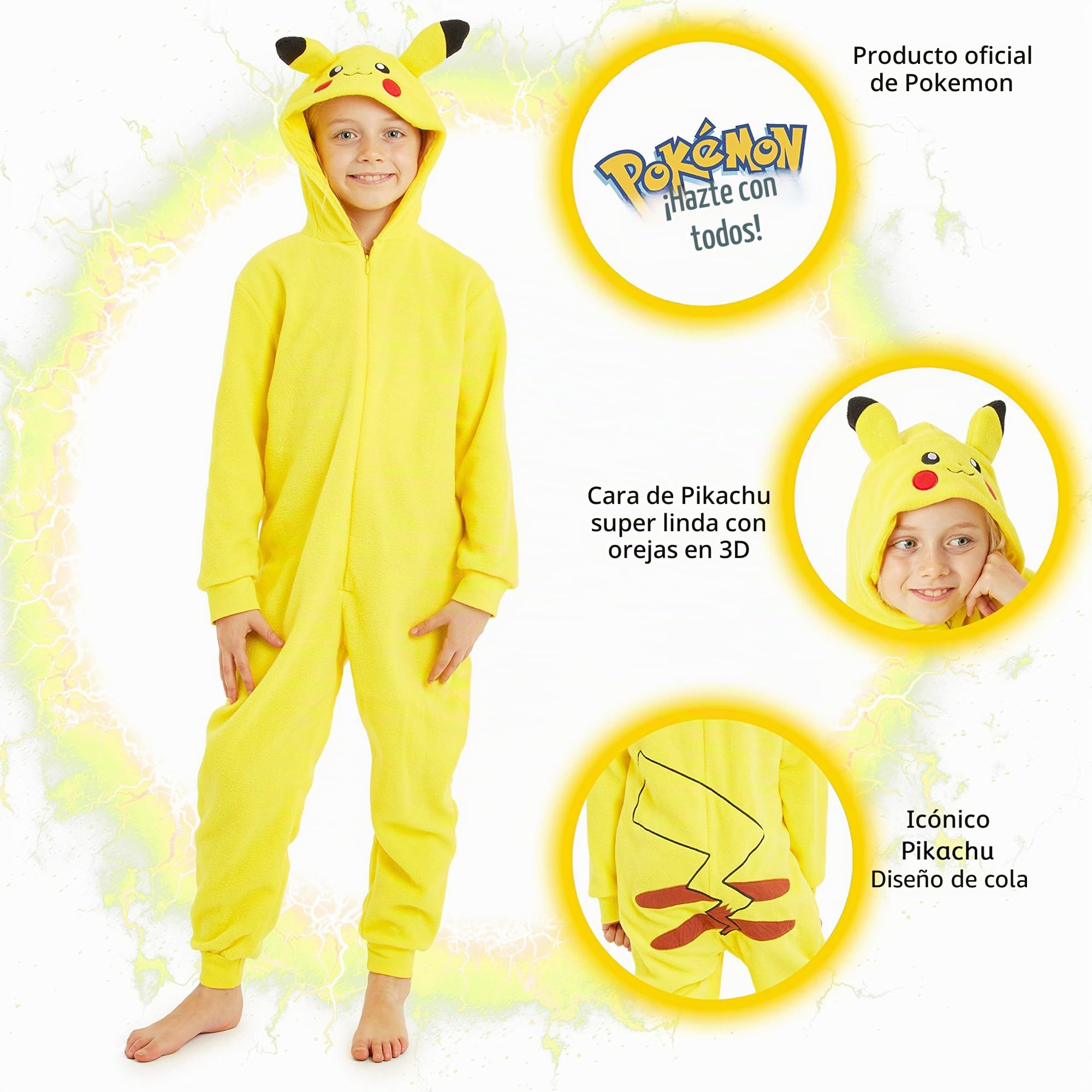 Pokémon Pijama Cuerpo Entero Niño y Adolescente con Capucha, Onesie Invierno Pikachu Gengar Snorlax, Monos de Dormir Niño Anime