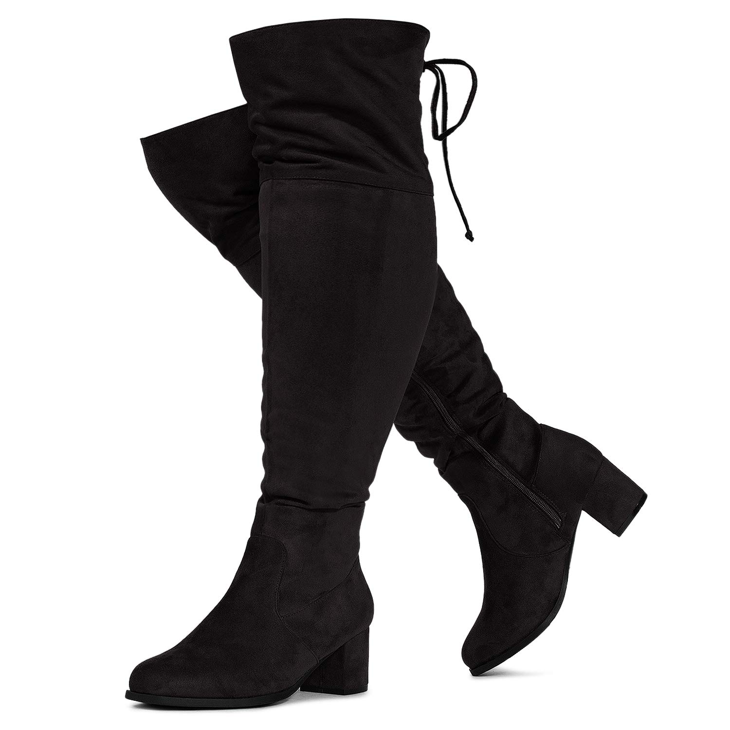 RF ROOM OF FASHION Womens Wide Calf Wide Width Block Heel Stretchy Over The Knee Boots - Plus