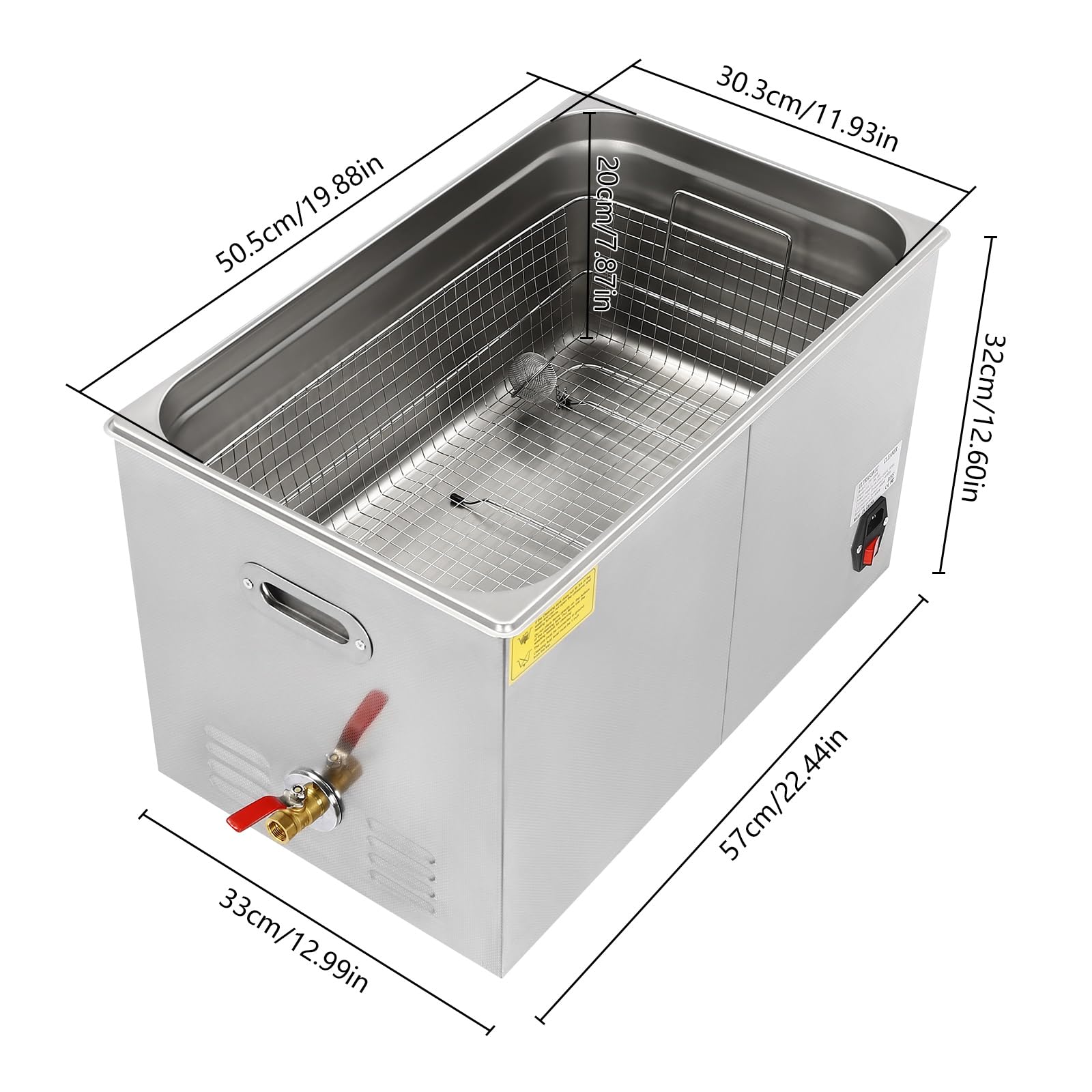 Máquina de limpieza ultrasónica, limpiador ultrasónico de 30 L y 800 W, de acero inoxidable, con calentador y temporizador, múltiples modos de limpieza para carburadores, piezas de automóvil