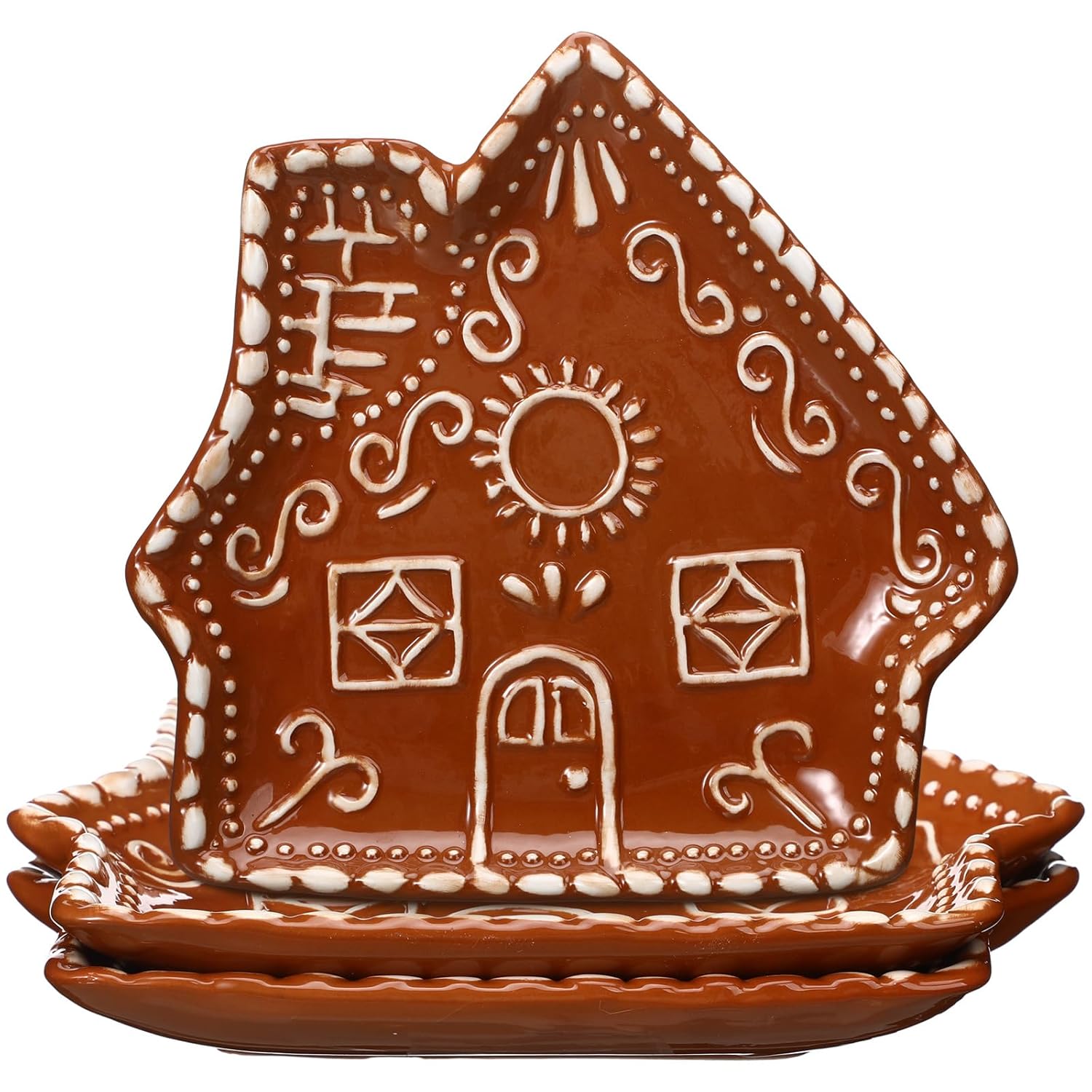 3 Pcs Christmas Gingerbread Ceramic Plates