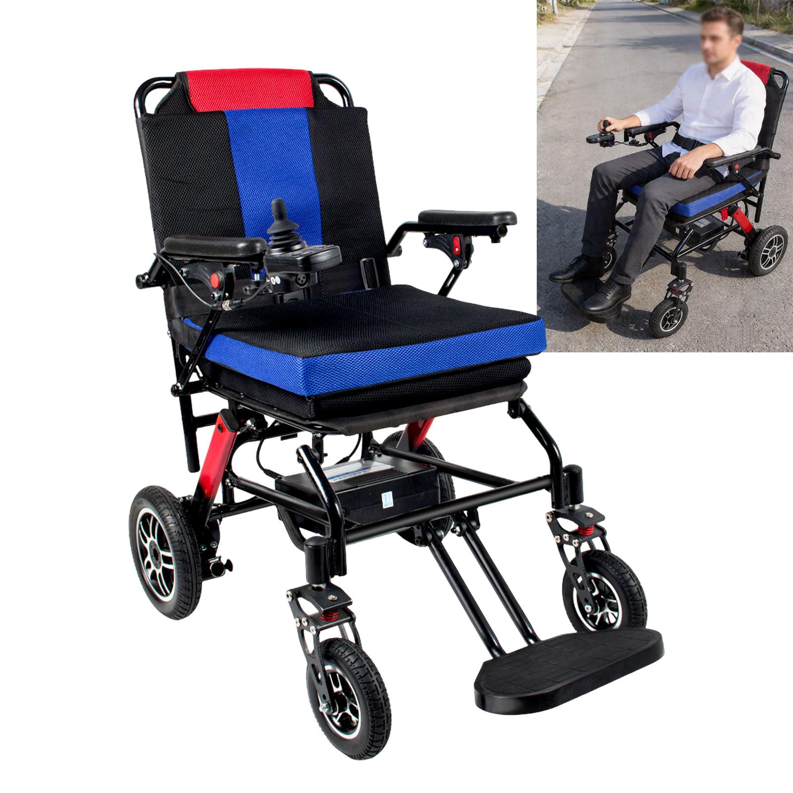 AIZYRLYR Folding Electric Wheelchair for Adults, 13 Miles Long Range, Lightweight Power Wheelchair with Dual Motors All-Terrain Mobility Aid for Seniors & Disabled