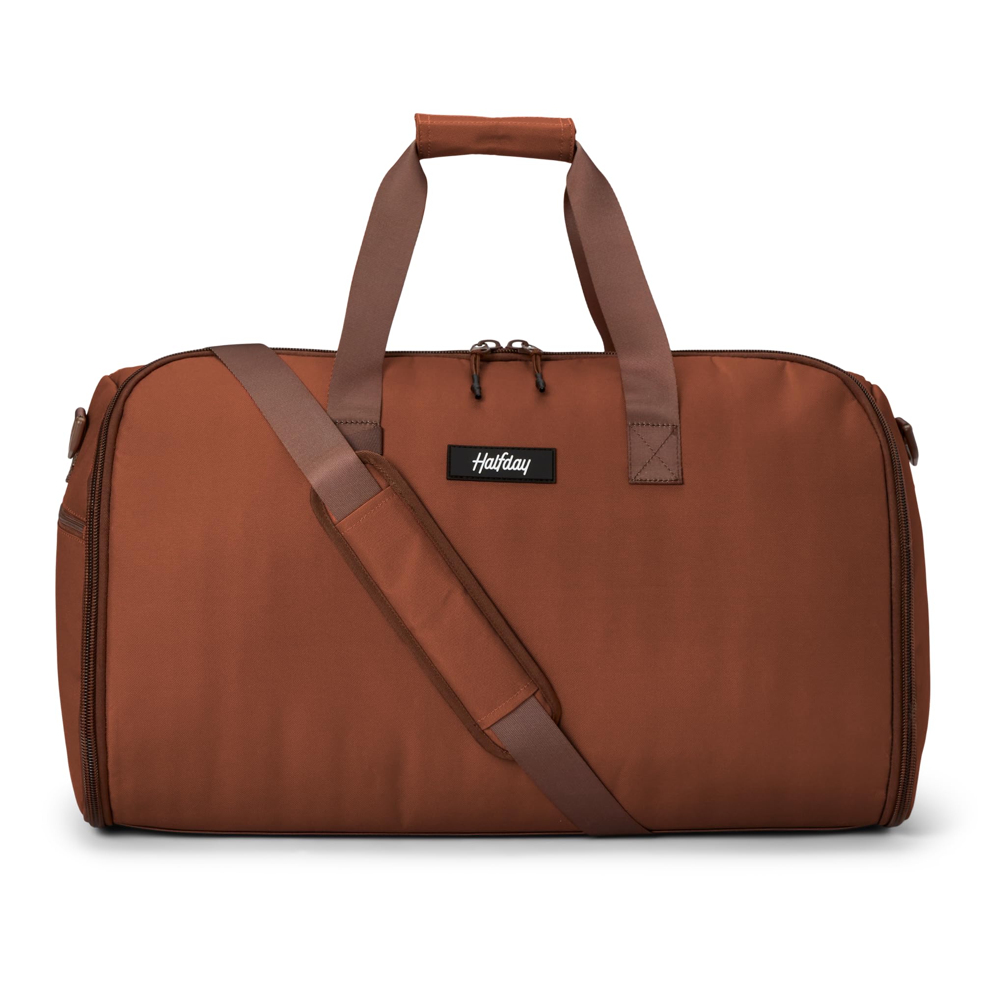Halfday Convertible 2-in-1 Garment Duffel Weekender Bag 45L | Wrinkle-Free Travel, Hanging Suit Compartment, Shoe Pockets, Trolley Sleeve. Durable & Water-Resistant Carry-On, Terracotta