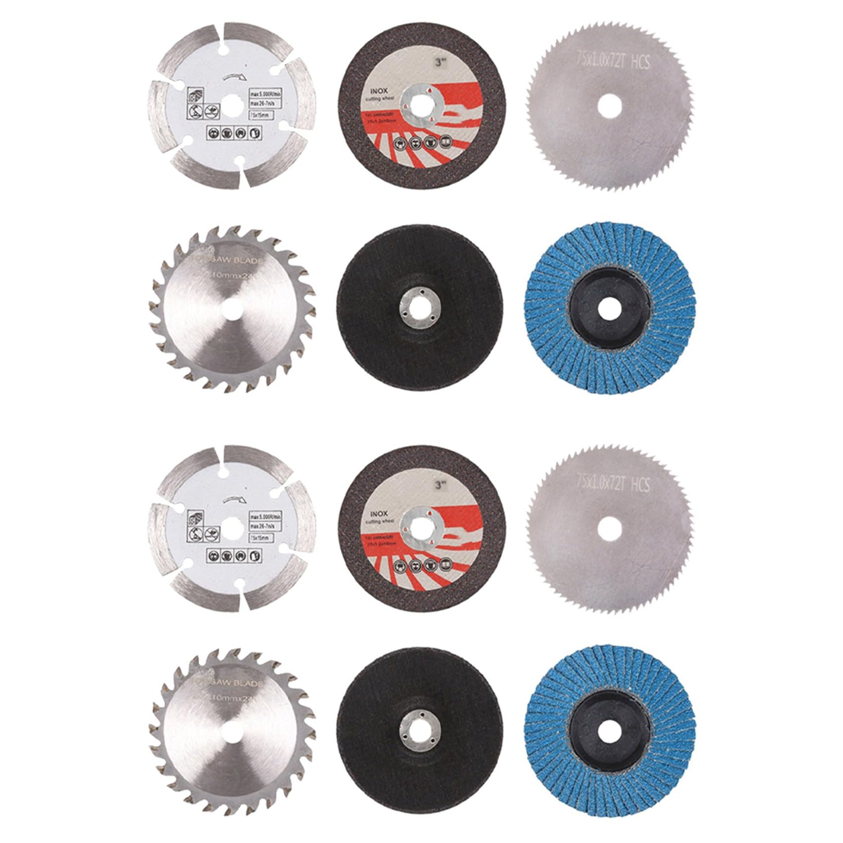 ISTOVO 12Pcs 75mm Cutting Disc Kit for 10mm Bore Angle Grinder Metal Circular Saw Blade Flat Flap Grinding Wheel Sanding Pads
