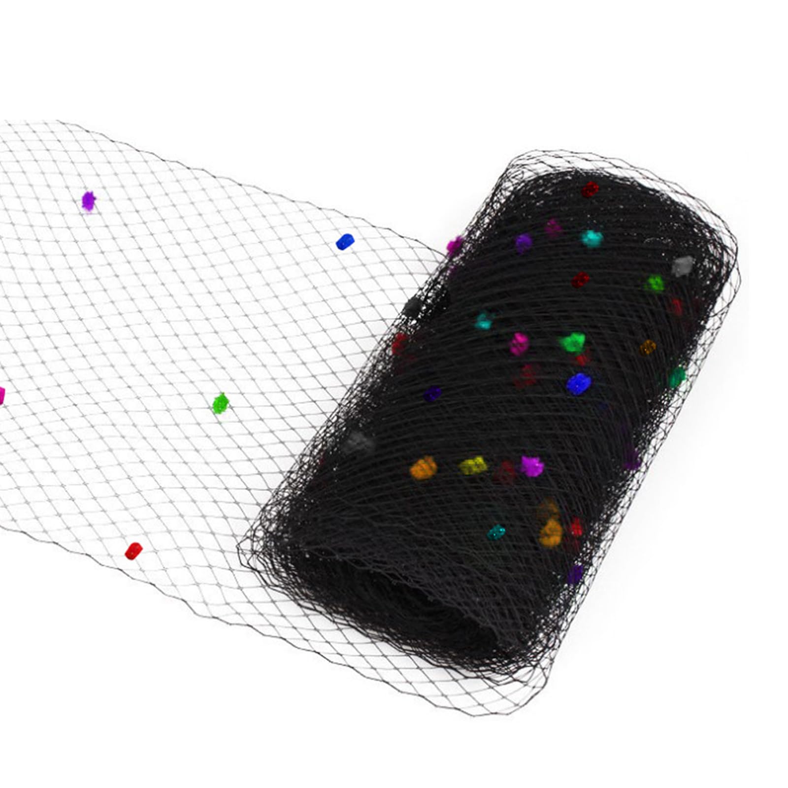 Zayiuki Black Dots 45Cm Wide Veiling Net Sinamay Hat Veil Netting Fabric For Bowknot Headband Making Project Fascinator Hat Craft Materials
