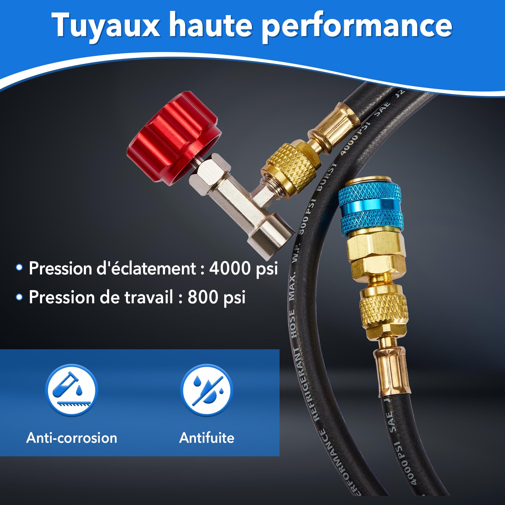 Pindex Kit de Recharge Clim Auto R1234YF, Kit R134A de Recharge pour Climatisation de Voiture, avec Raccord Climatisation