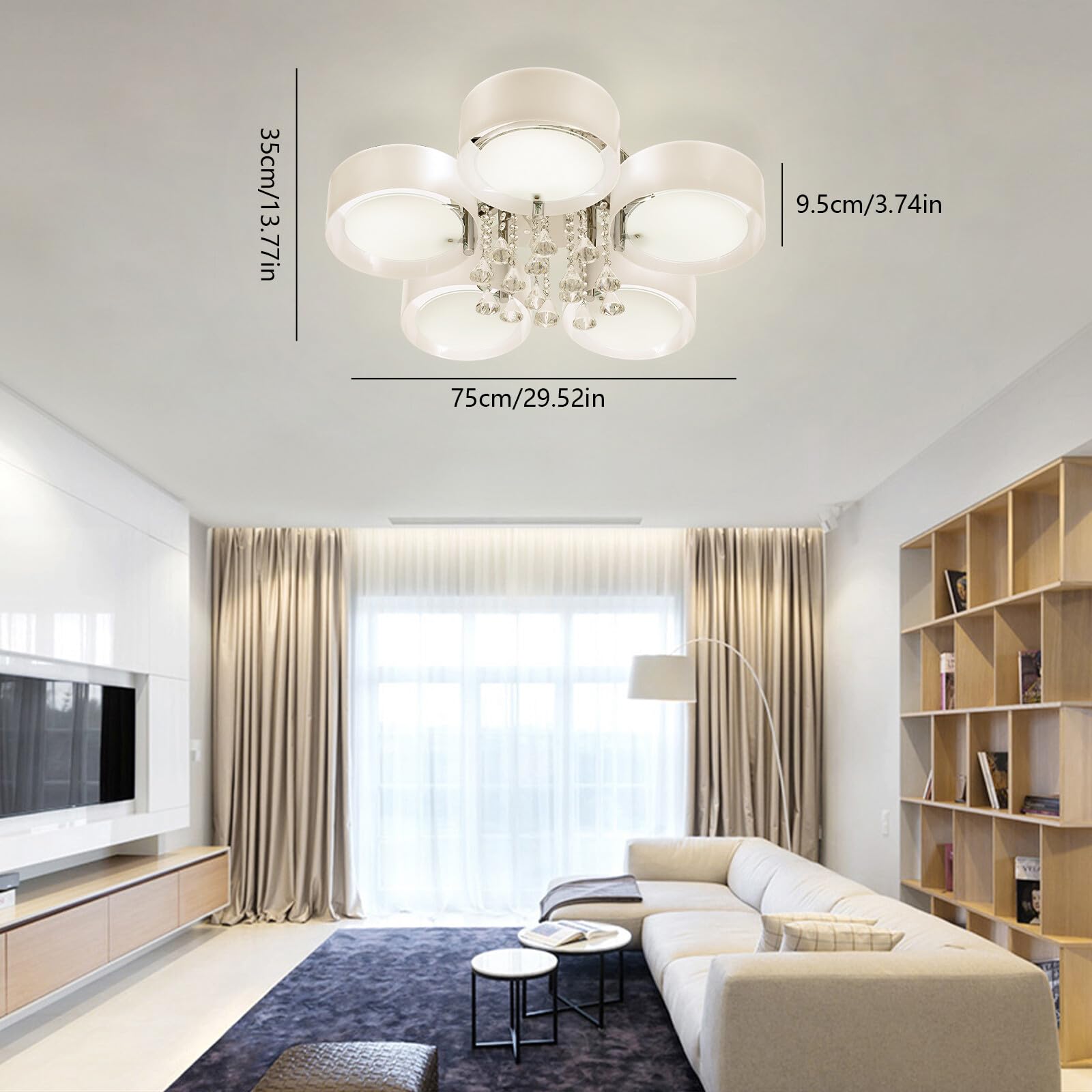 LED Kristall Kronleuchter, Deckenlampe, Deckenleuchte Lampe Beleuchtung Wohnzimme, Smartes Leben, Sich Zur Beleuchtung Von Kinderzimmern, Wohnzimmern, Esszimmern (Modern, E27 LED, 5)