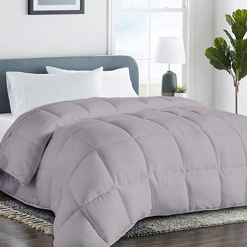 Saferay Green Silver - Lujoso para todas las estaciones - 100% algodón de gran tamaño, tamaño Queen de 98 x 98 pulgadas, edredón alternativo de
