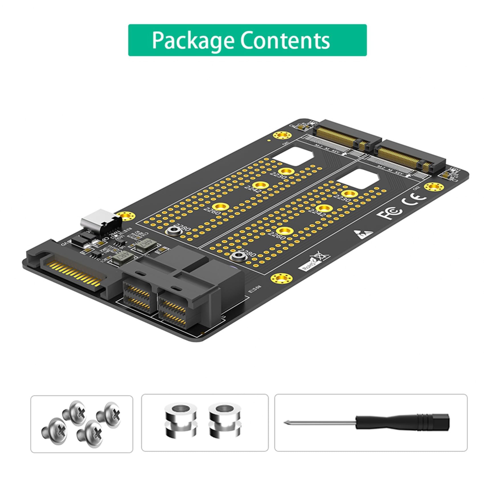 10X Nowa Wersja Adaptera Dual M.2 NVME SSD do Dual SFF-8643