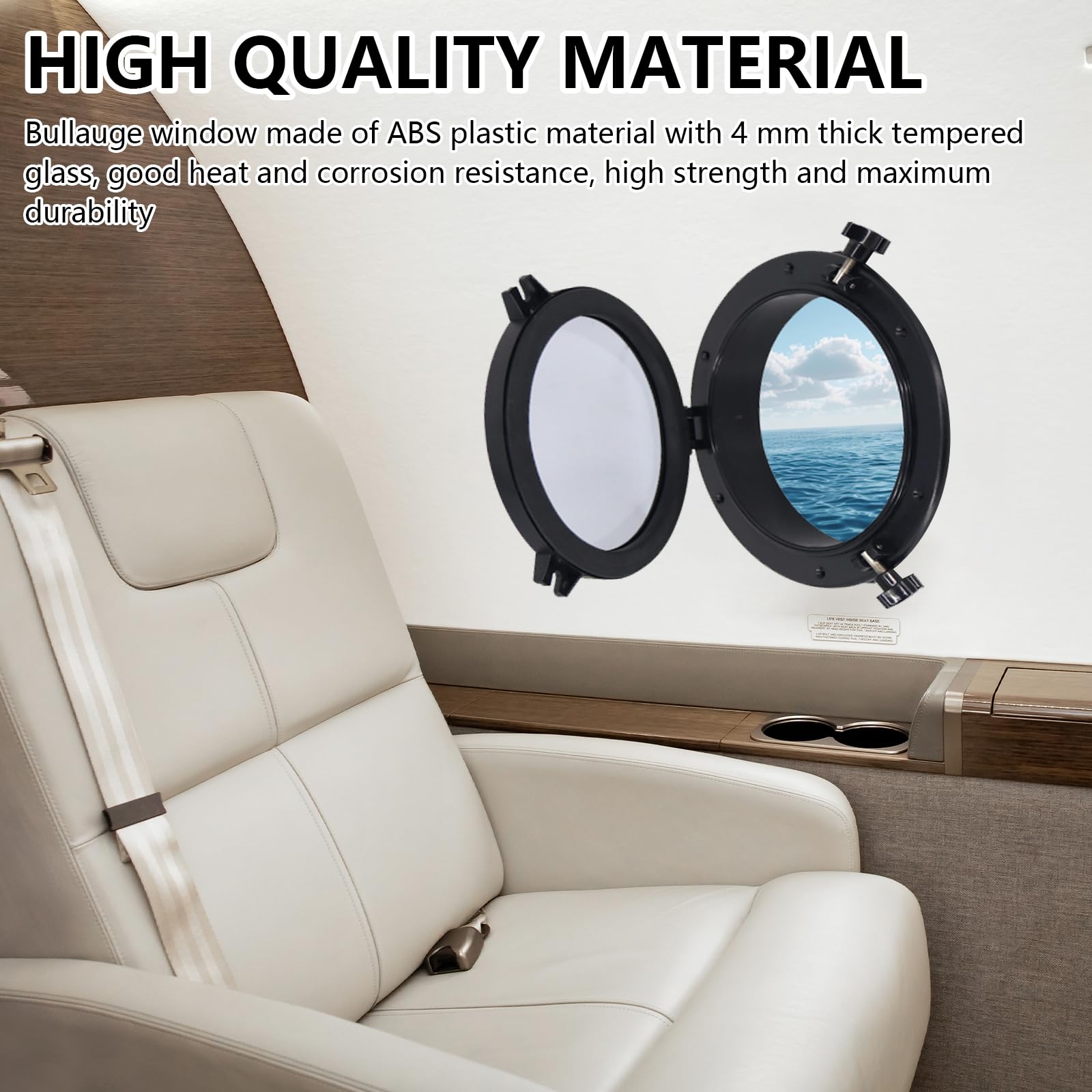 Ventana de ojo de buey, 26,5 cm, universal, ventana de autocaravana, negro, ojo de buey redondo, accesorio de repuesto para puertas, barco marino