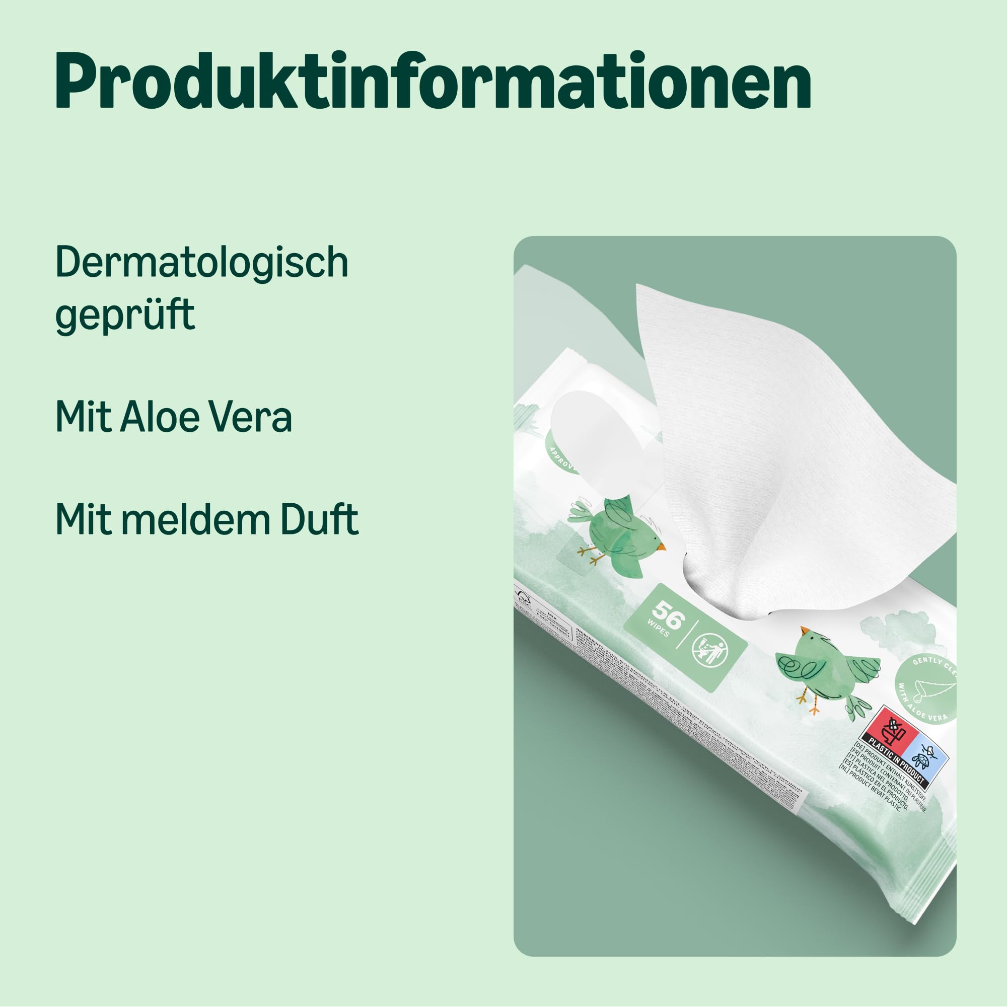 by Amazon Frische Baby-Feuchttücher 1008 Tücher, Unparfümiert, 18 Pack à 56 Stück
