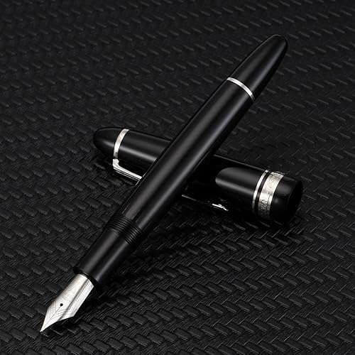 Miniatura 7 de Majohn P136 - Pluma estilográfica de pistón, punta extrafina con caja, juego de bolígrafos de escritura de resina negra