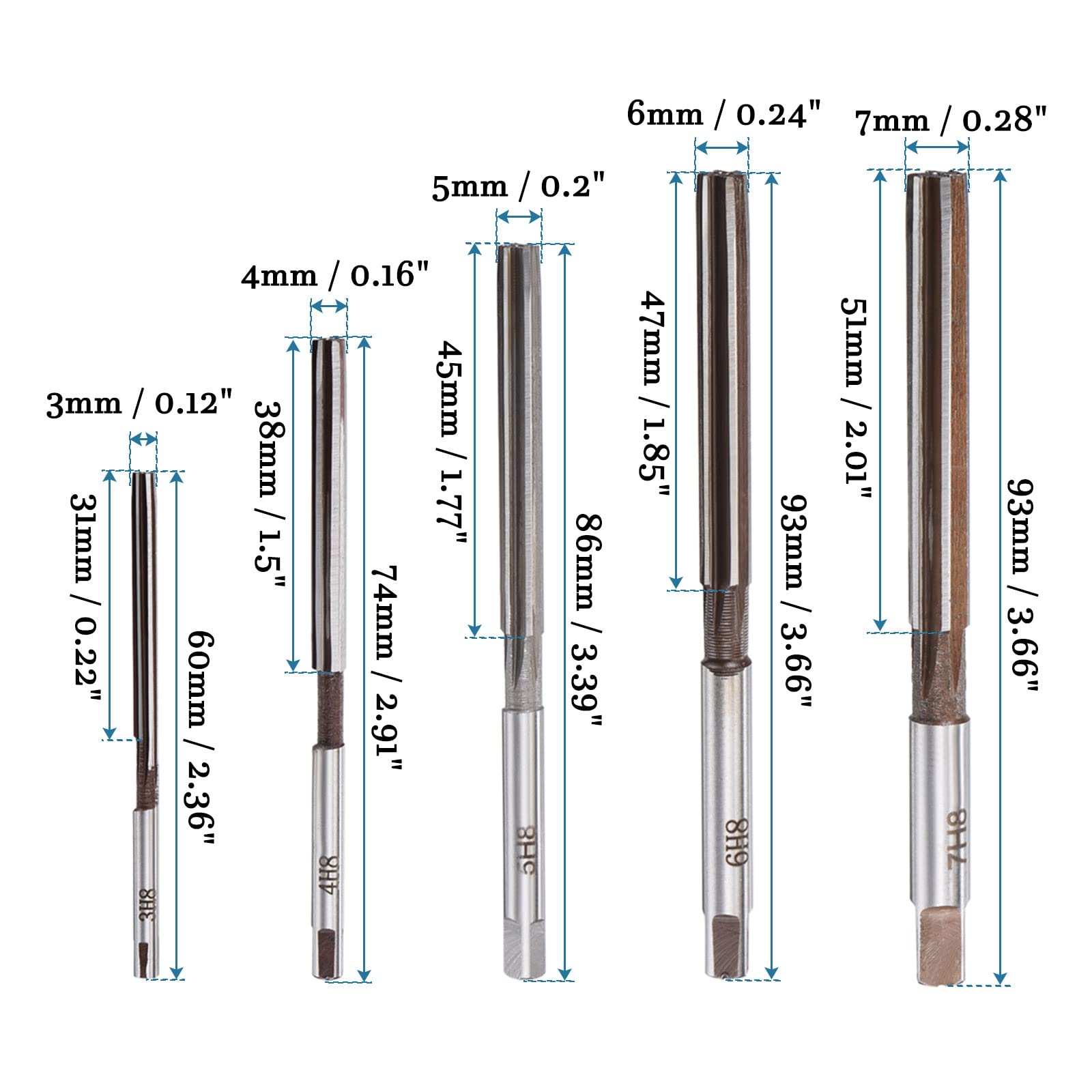 QUARKZMAN 3mm-12mm Mano Alesatori Set x 10pz 6 Dritti Scanalatura per Alesatura in Artigianato, [H8 Precisione]