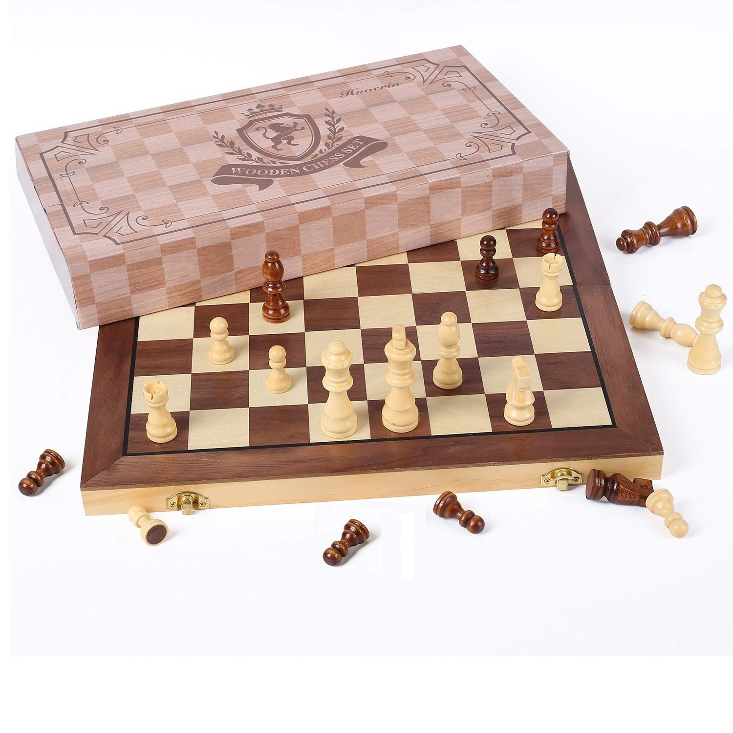 Buy Hnoerin 15 Inches Chess Set Large Folding Wooden Chess Board Handmade Staunton
