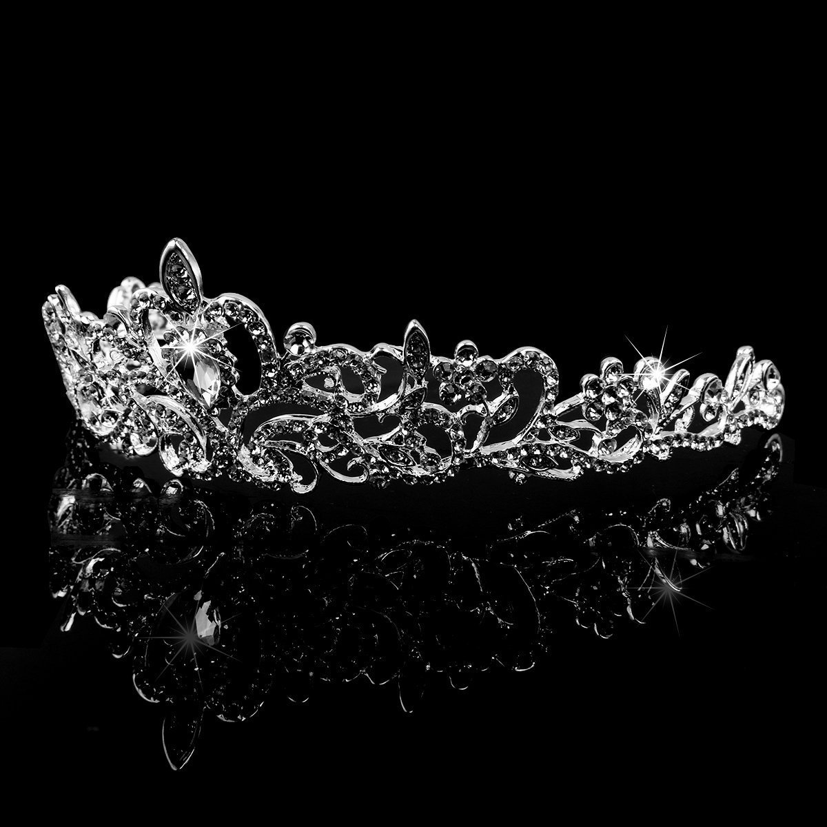 Druhna kryształowa tiara, opaska na czoło dla panny młodej, dla druhny, kryształowa opaska na czoło, kryształ górski, tiara, opaska na czoło na wesele (srebrna)