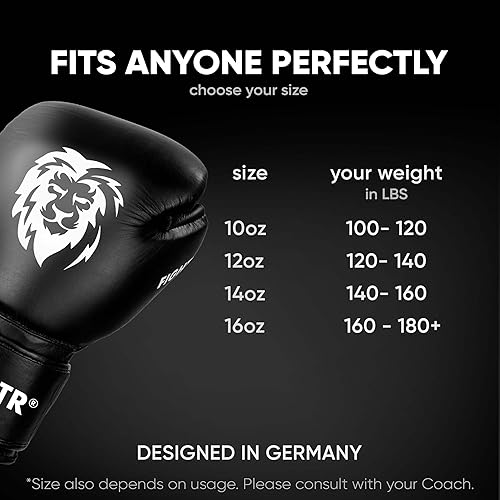 Miniatura 2 de FIGHTR Guantes de boxeo profesionales hechos de cuero genuino  hombres y mujeres  para boxeo, artes marciales mixtas, artes marciales 10, 12, 14, 16