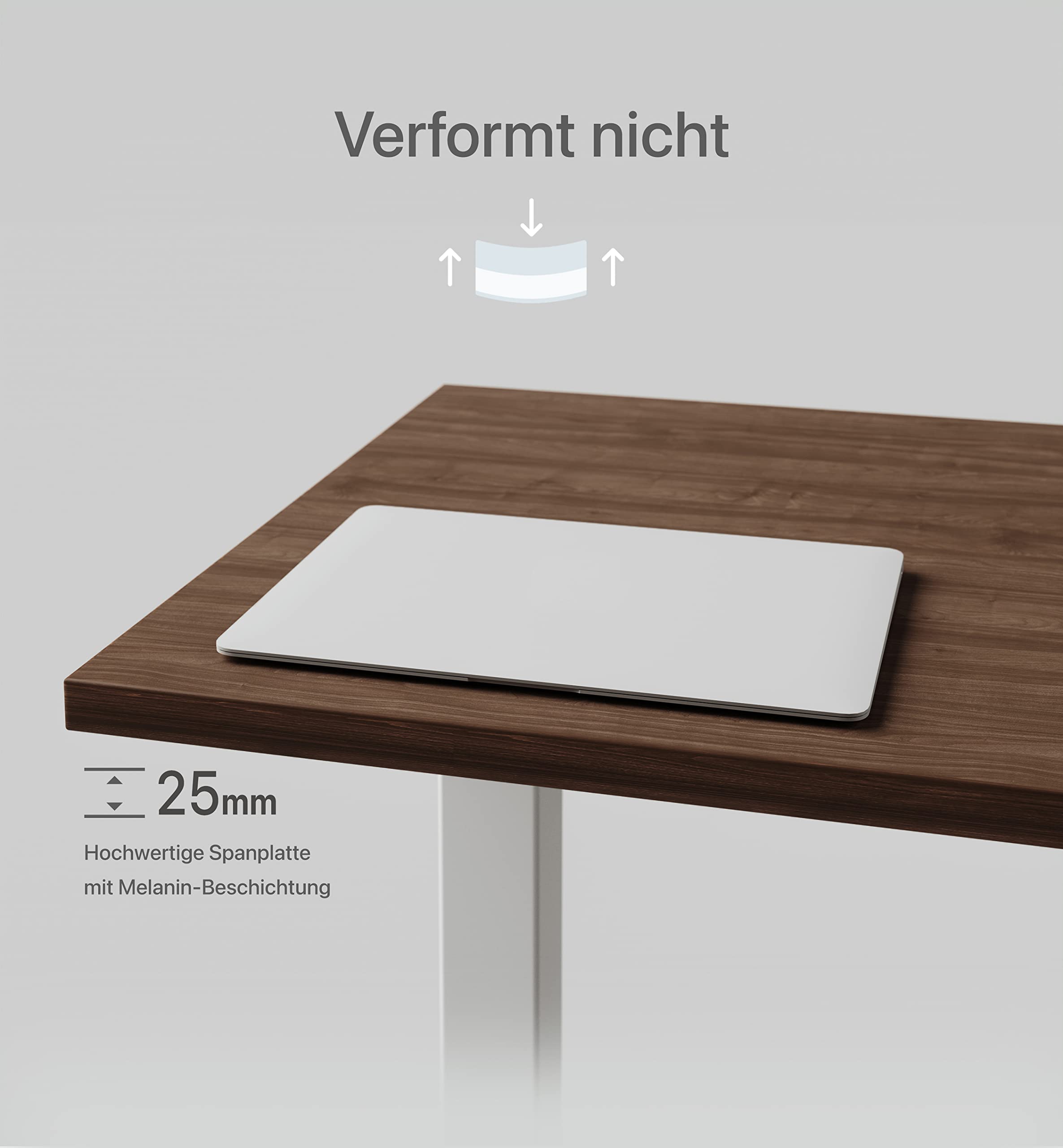 Desktronic Tischplatte 180x80 cm Schreibtischplatte – Perfekt für höhenverstellbare Schreibtische, Esstische und mehr – Made in Europe – 25 mm stabile Tischplatte langlebig (Nussbaum)