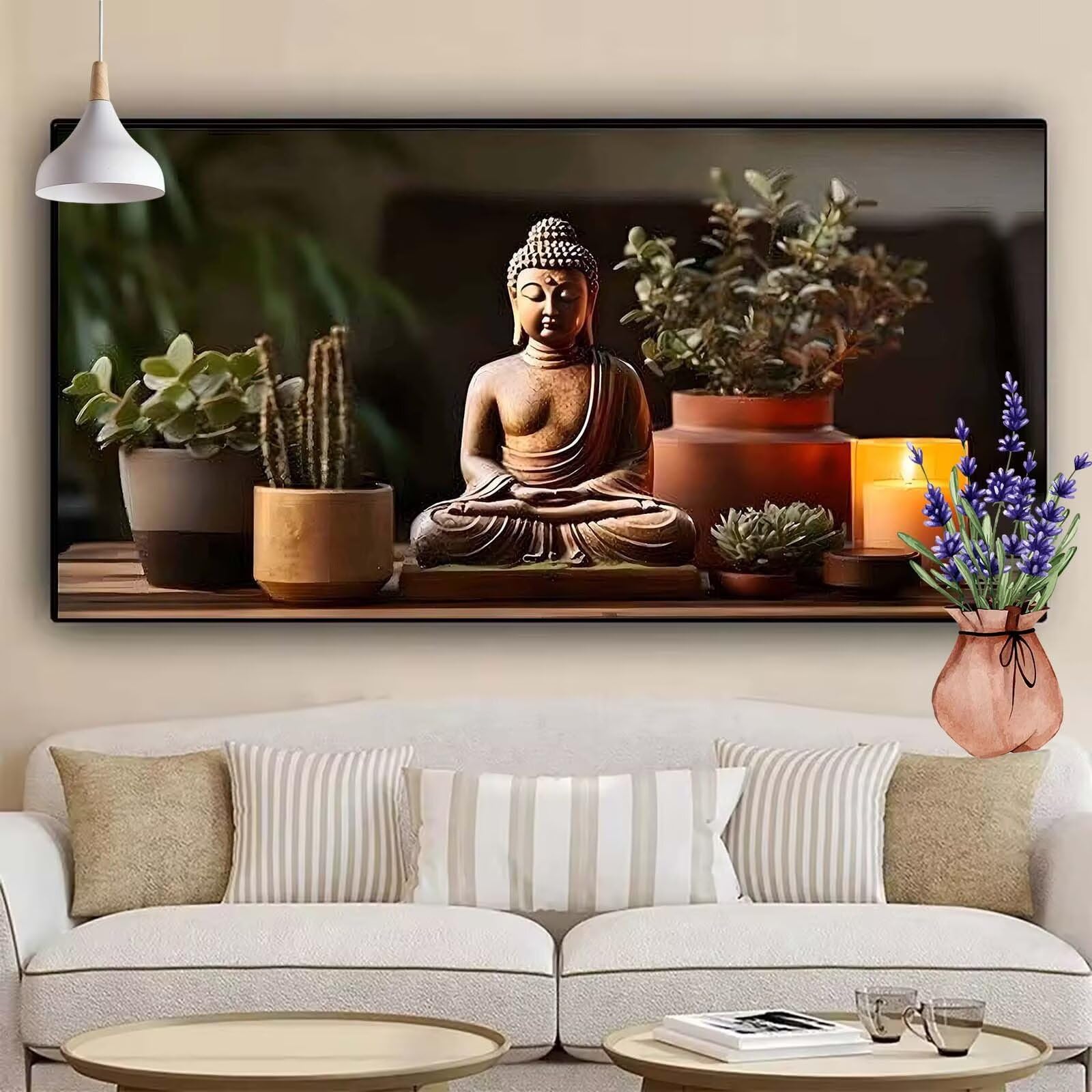 Diamond Painting Adulte Grand 160x80 cm Bouddha Diamond Painting Broderie Diamant kit, 5D Peinture Diamant Plantes Adultes Débutants DIY Mosaïque Artisanat kit pour Décoration Murale Maison k-847