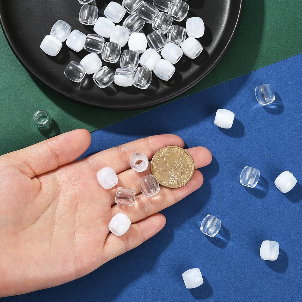 SUNNYCLUE 1 Box 120Pcs White Braid Beads Dreadlock Braid Beads Plastic Clear Transparent Hair Decoration 5mm Large Hole Loc Loose Spaces for Hair Clip Accessories Jewellery Making DIY Crafts Adults - Image 4