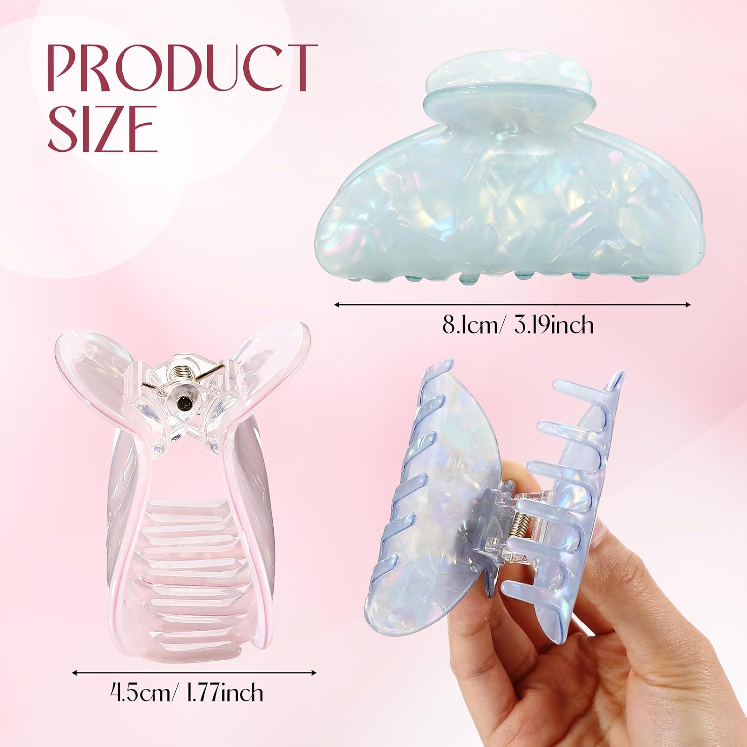 32 Pcs Large Acrylic Hair Claw Clips Bulk for Women Cute Non Slip Jaw Clips for Thick and Thin Hair (Mermaid Color)