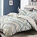 SLEEPBELLA Comforter King Size, 600 Thread Count Cotton Yellow & Dark Blue Bohemian Pattern Printed on White Reversible Comforter Sets,Down Alternative Bedding Set 3Pcs (King, Teal Geometric)
