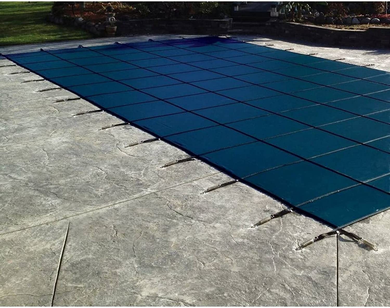 Cubierta para Piscina, Cubierta de Seguridad de Invierno para Piscinas rectangulares enterradas, diseño de Malla con Anclajes de latón y resortes de Acero Inoxidable, 4 m x 5 m (13 pies x 16