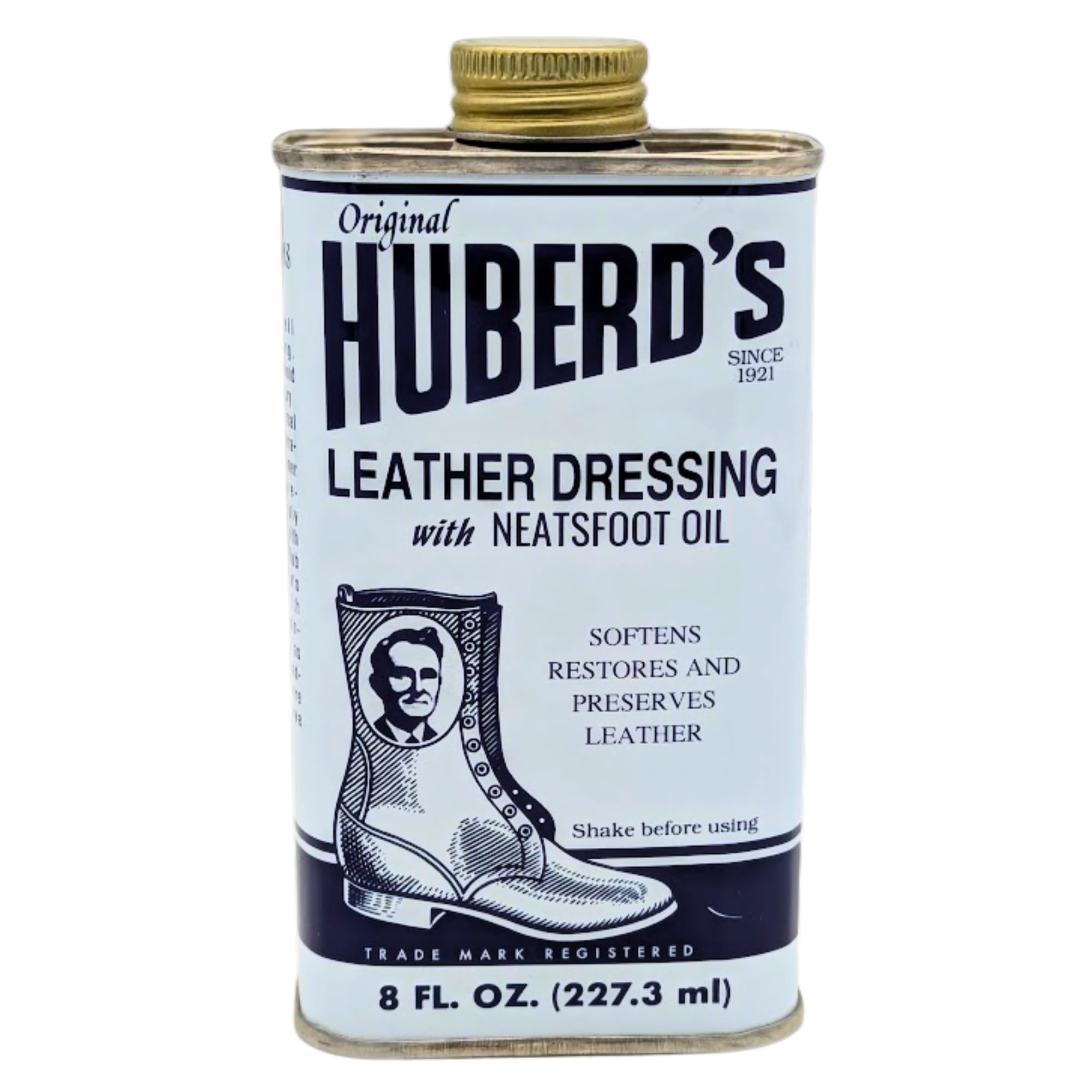 Huberd’s Leather Dressing with Neatsfoot Oil - Leather Conditioner since 1921. Softens new leather, restores dry and hardened leather boots, shoes, bags, belts, baseball gloves, saddles and tack.