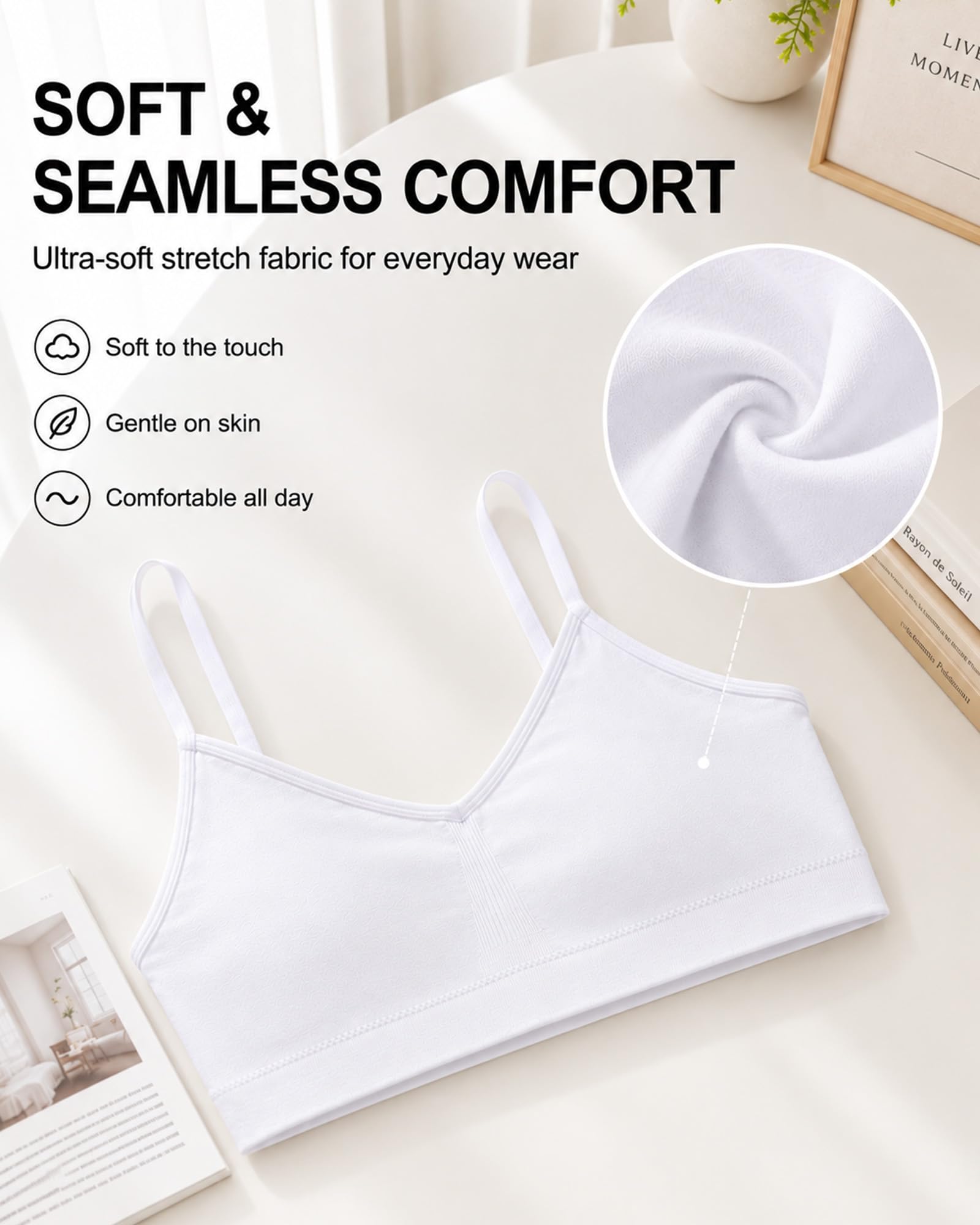 POWER UNICO FLOWER Soutien-gorge d'entraînement sans couture avec coussinets amovibles pour filles