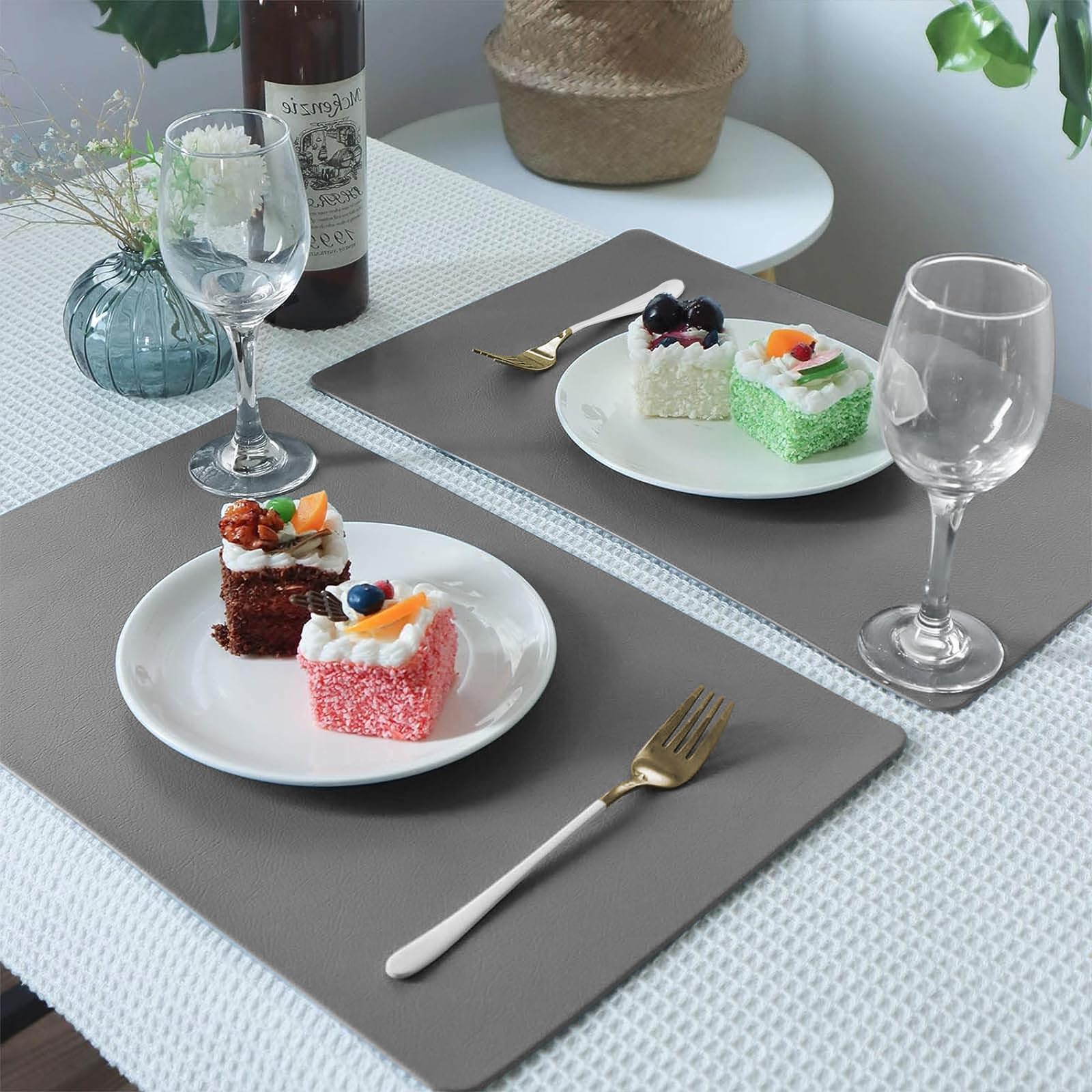 Juego de 6 manteles individuales de silicona y posavasos lavables, resistentes al calor, 232.2 °C, manteles individuales antideslizantes para el hogar, hotel, cocina interior, exterior, mesa