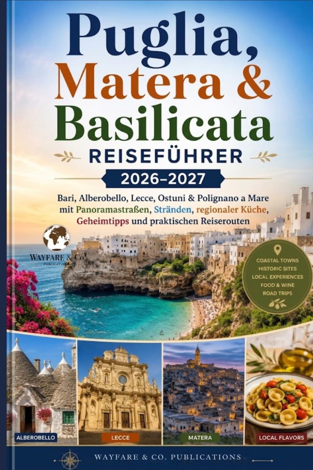 Puglia, Matera & Basilikata Reiseführer 2026–2027: Bari, Alberobello, Lecce, Ostuni & Polignano a Mare mit Panoramastraßen, Stränden, regionaler ... Reiserouten (Wayfare & Co. Reiseführer-Serie)