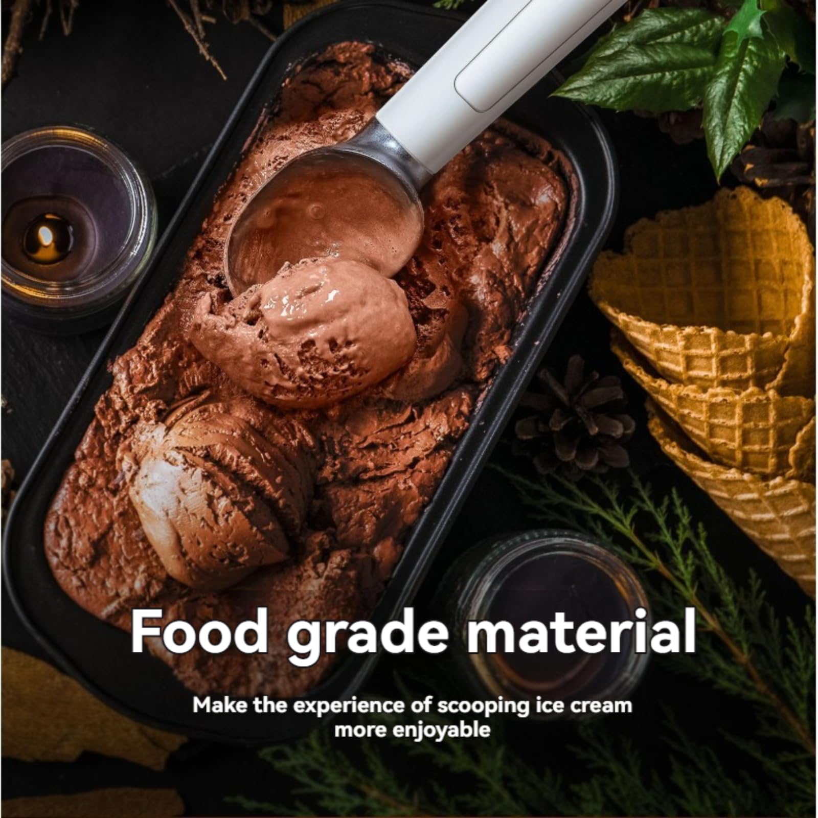 Cuillère à glace électrique auto-fondante avec contrôle tactile - Design de matériau de qualité - Cuillère créative