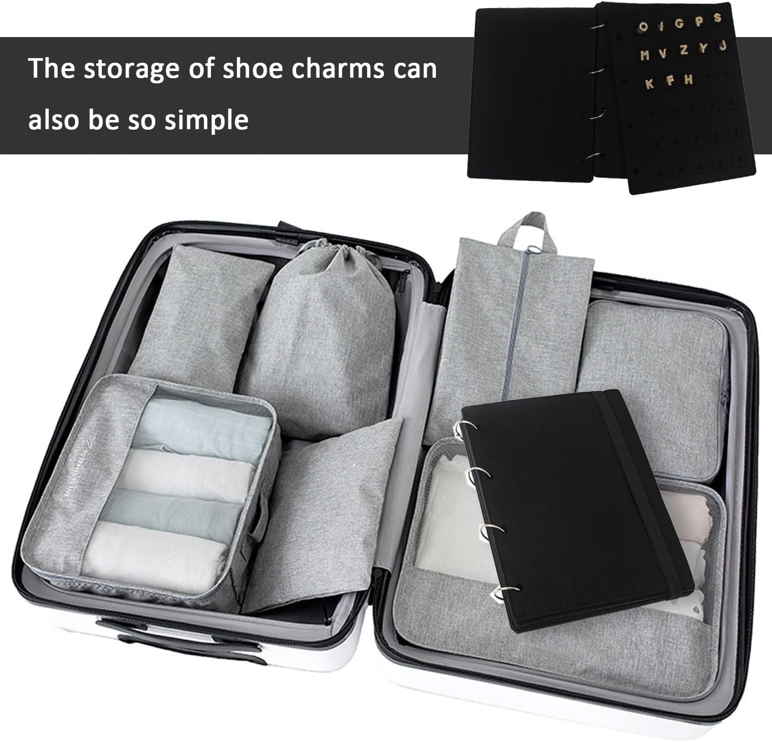 Shoe Charms Organizer for Croc Charms Display Holder with 180 Holes Storage Bag Binder Collection Book